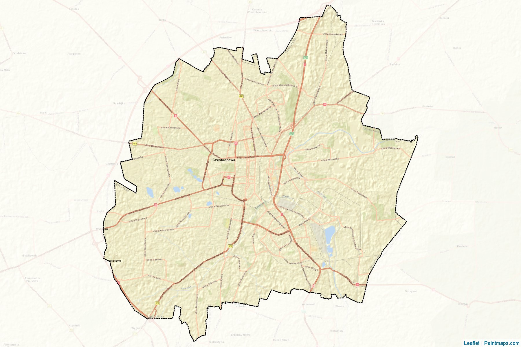 Częstochowa (Silesian Voivodeship) Map Cropping Samples-2