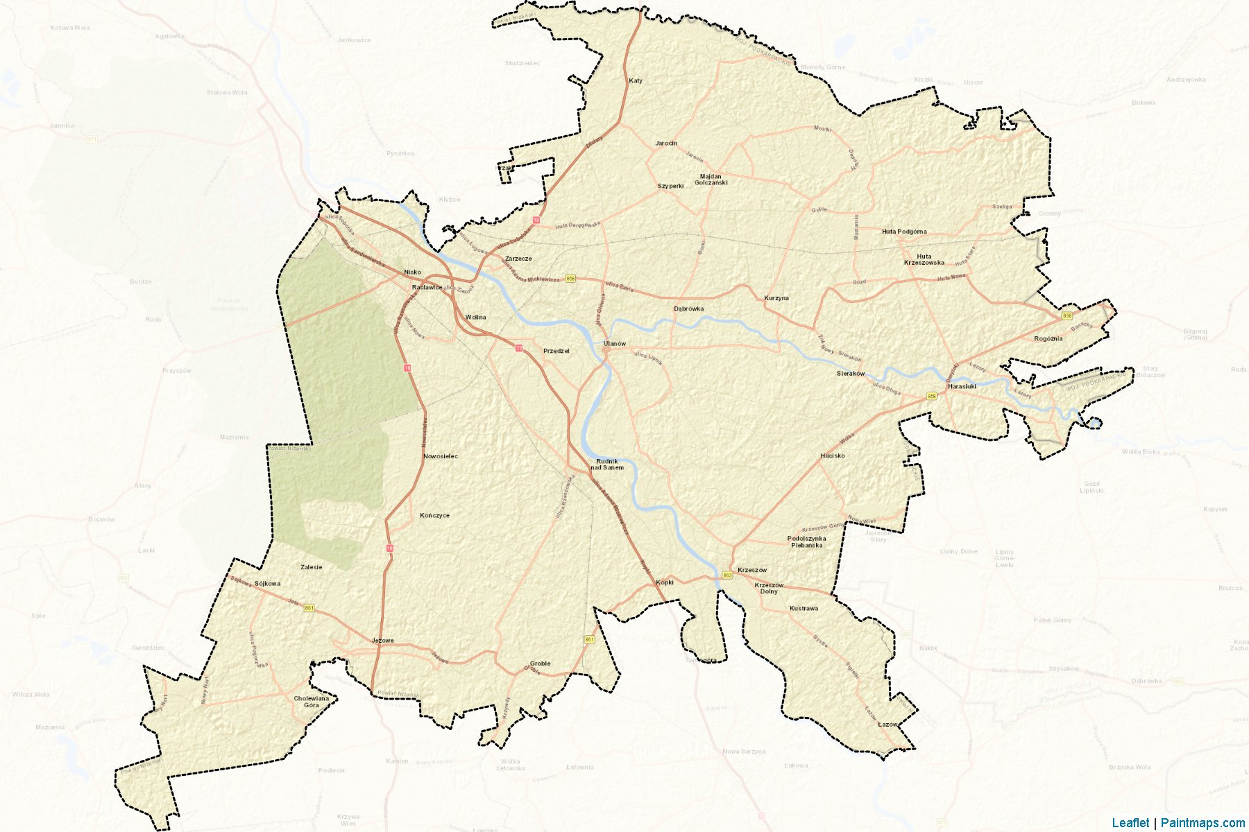 Muestras de recorte de mapas Niżański (Podkarpackie)-2