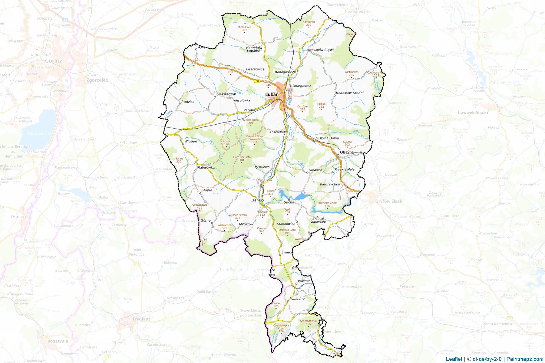 Muestras de recorte de mapas Lubański (Dolnośląskie)-1