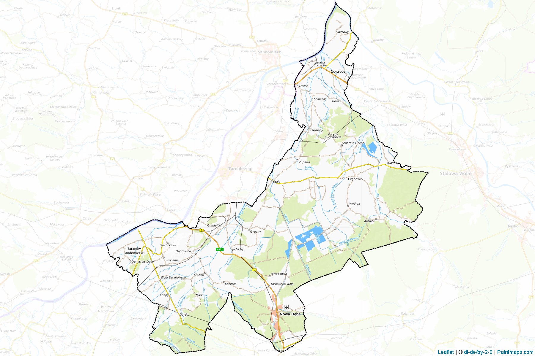 Muestras de recorte de mapas Tarnobrzeski (Podkarpackie)-1