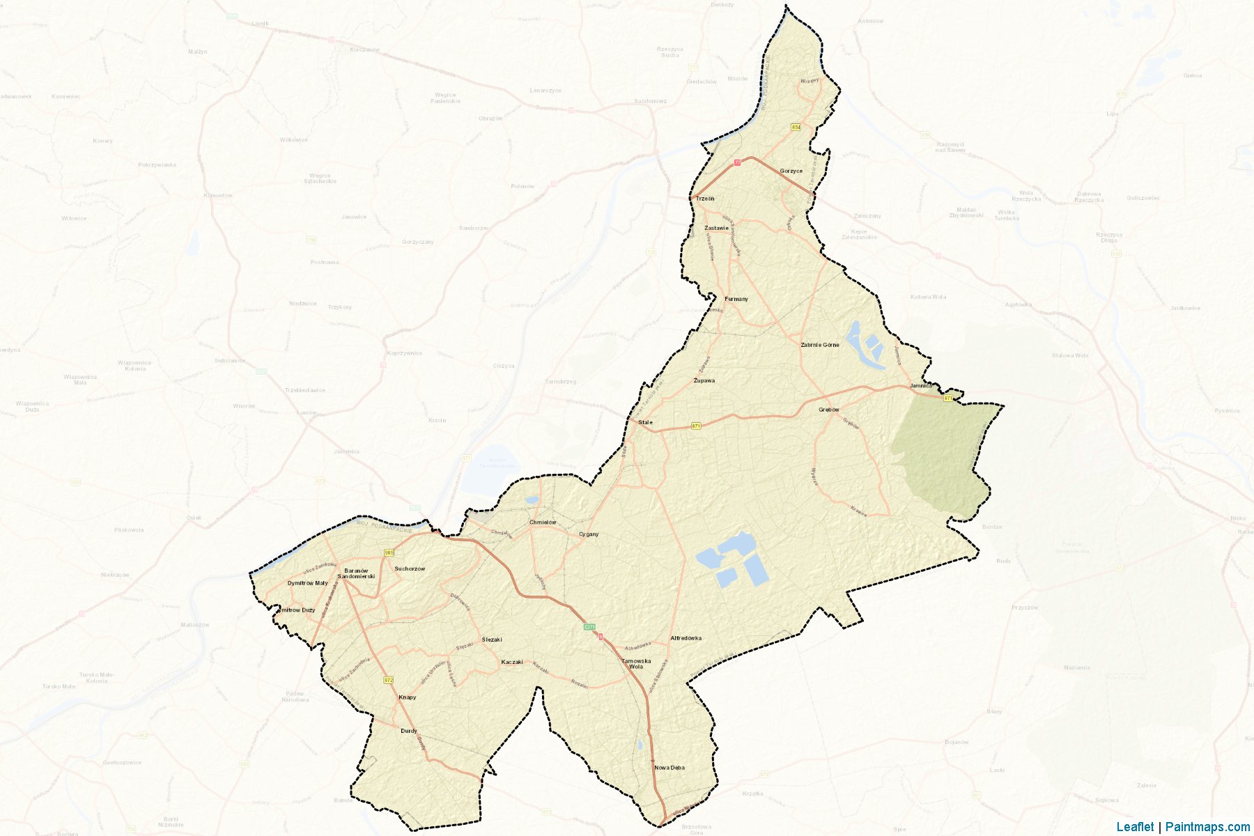 Muestras de recorte de mapas Tarnobrzeski (Podkarpackie)-2