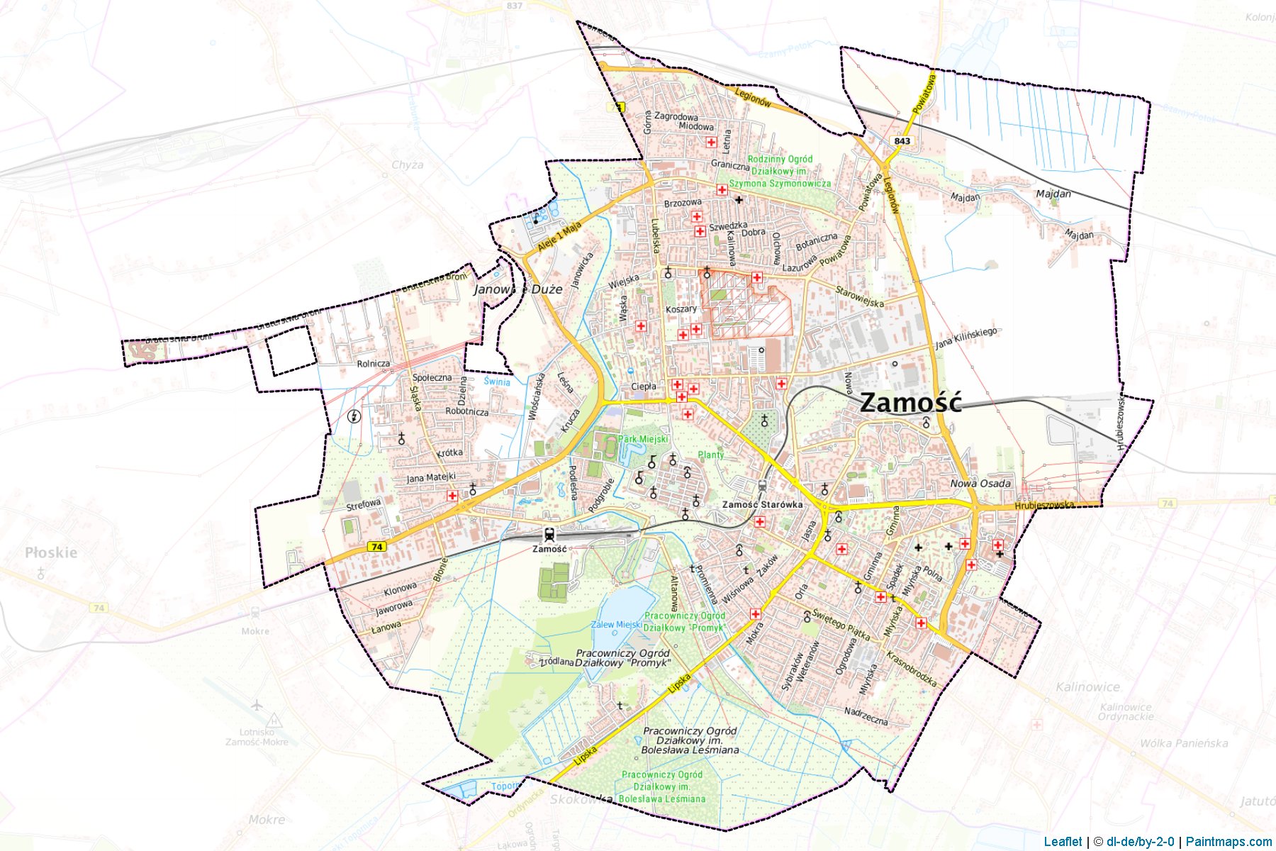 Muestras de recorte de mapas Zamość (Lubelskie)-1