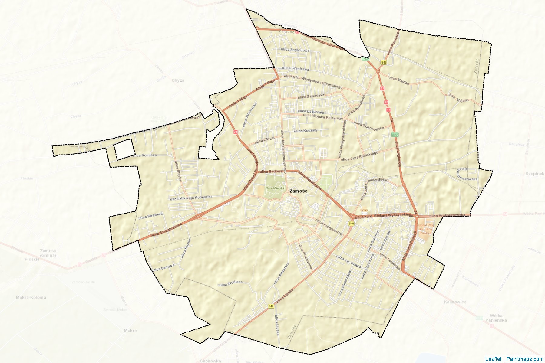 Muestras de recorte de mapas Zamość (Lubelskie)-2