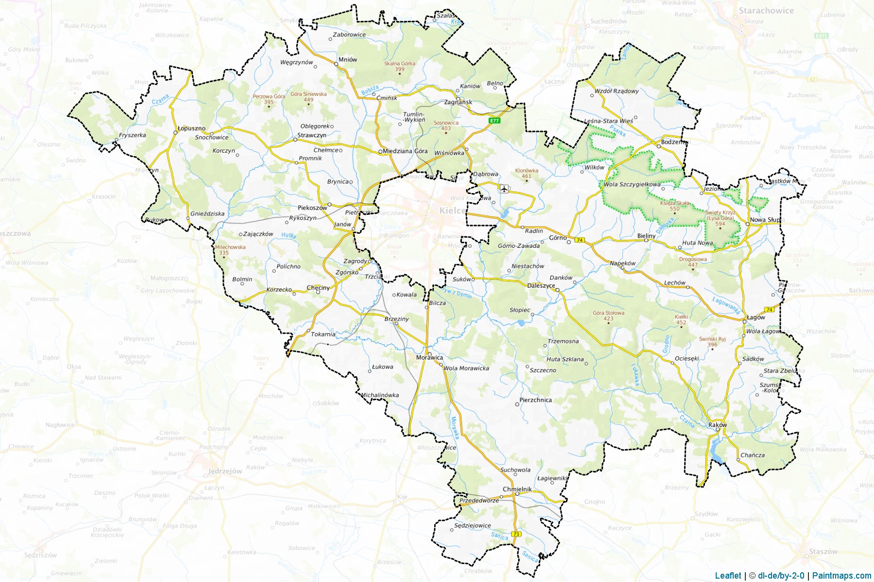 Muestras de recorte de mapas Kielecki (Świętokrzyskie)-1