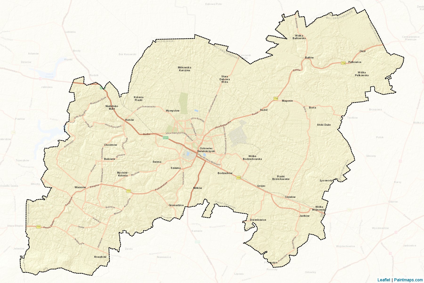 Muestras de recorte de mapas Ostrowiecki (Świętokrzyskie)-2