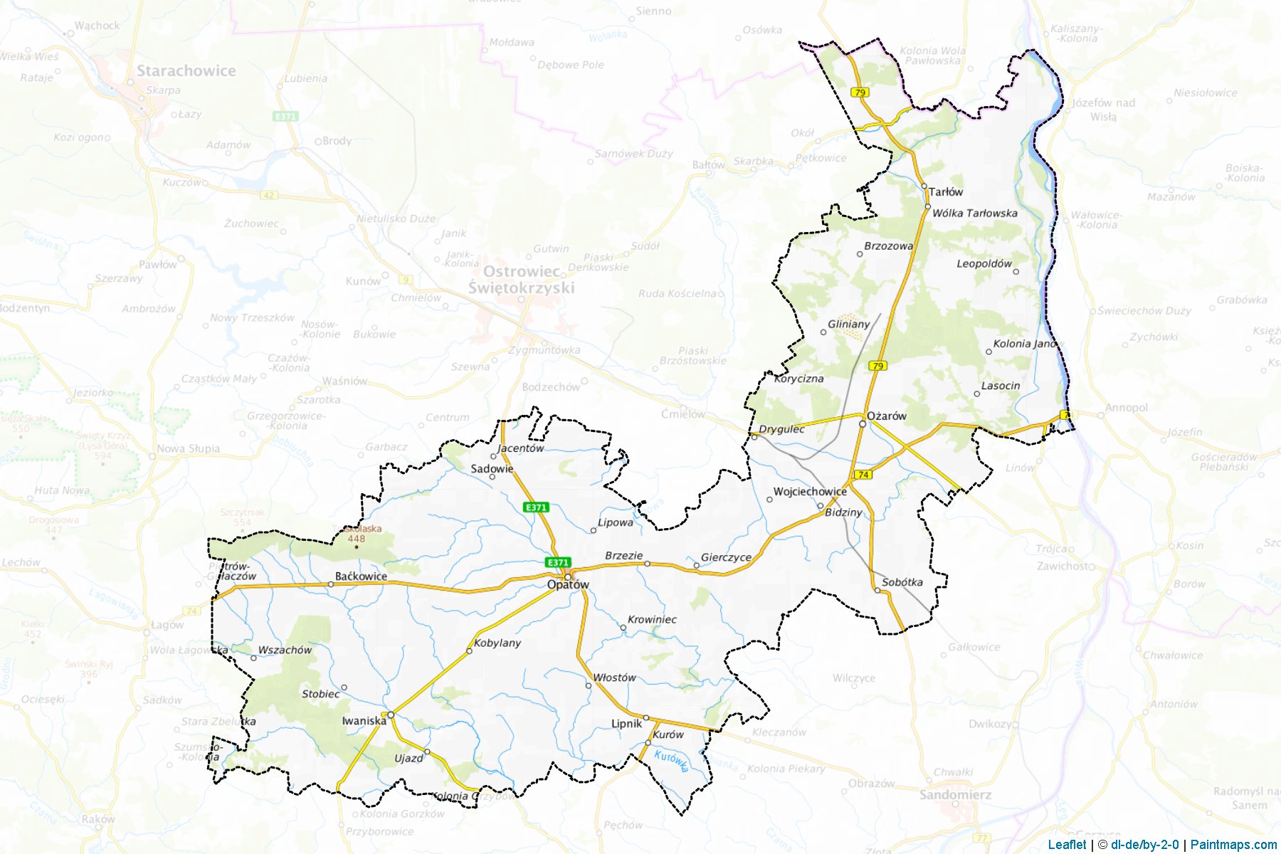 Muestras de recorte de mapas Opatowski (Świętokrzyskie)-1