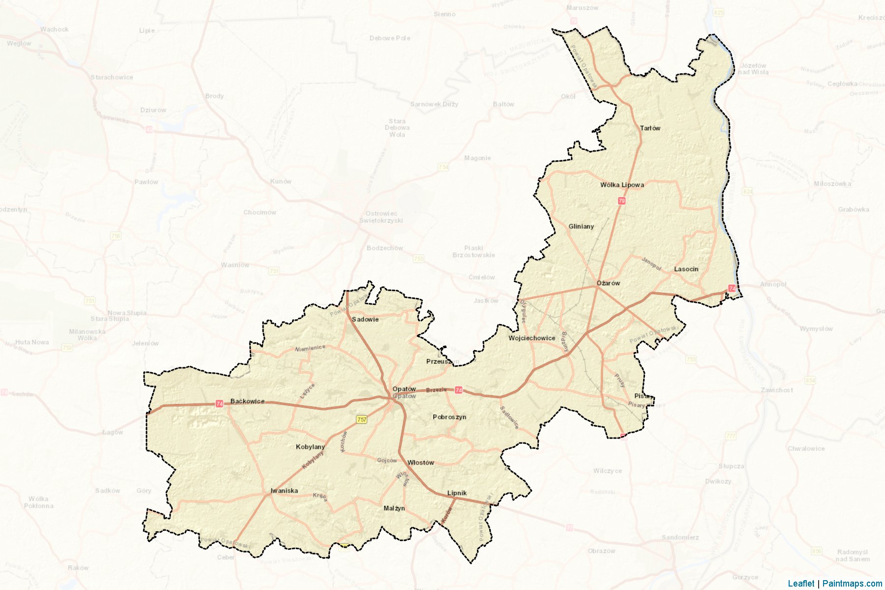 Muestras de recorte de mapas Opatowski (Świętokrzyskie)-2