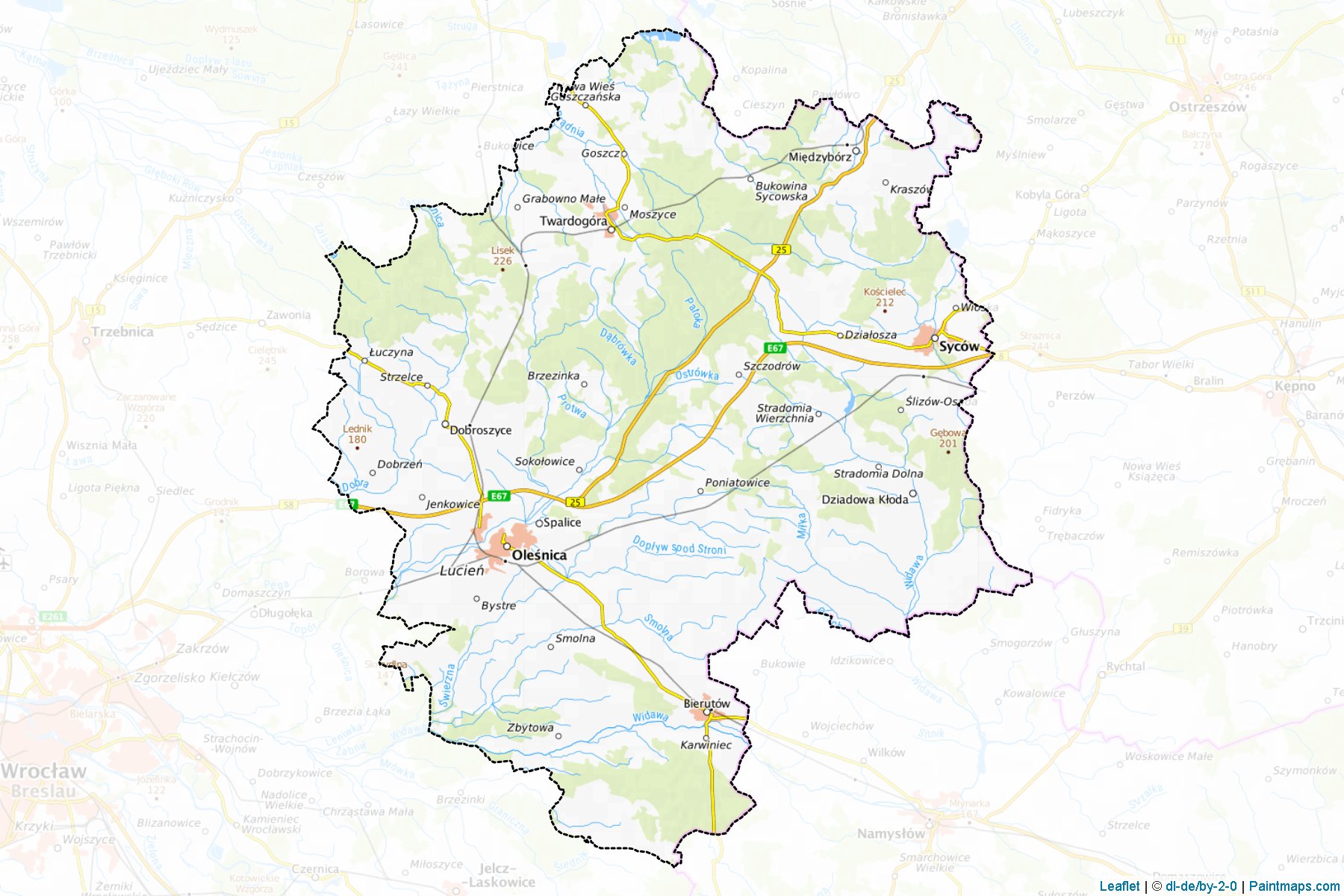 Muestras de recorte de mapas Oleśnicki (Dolnośląskie)-1