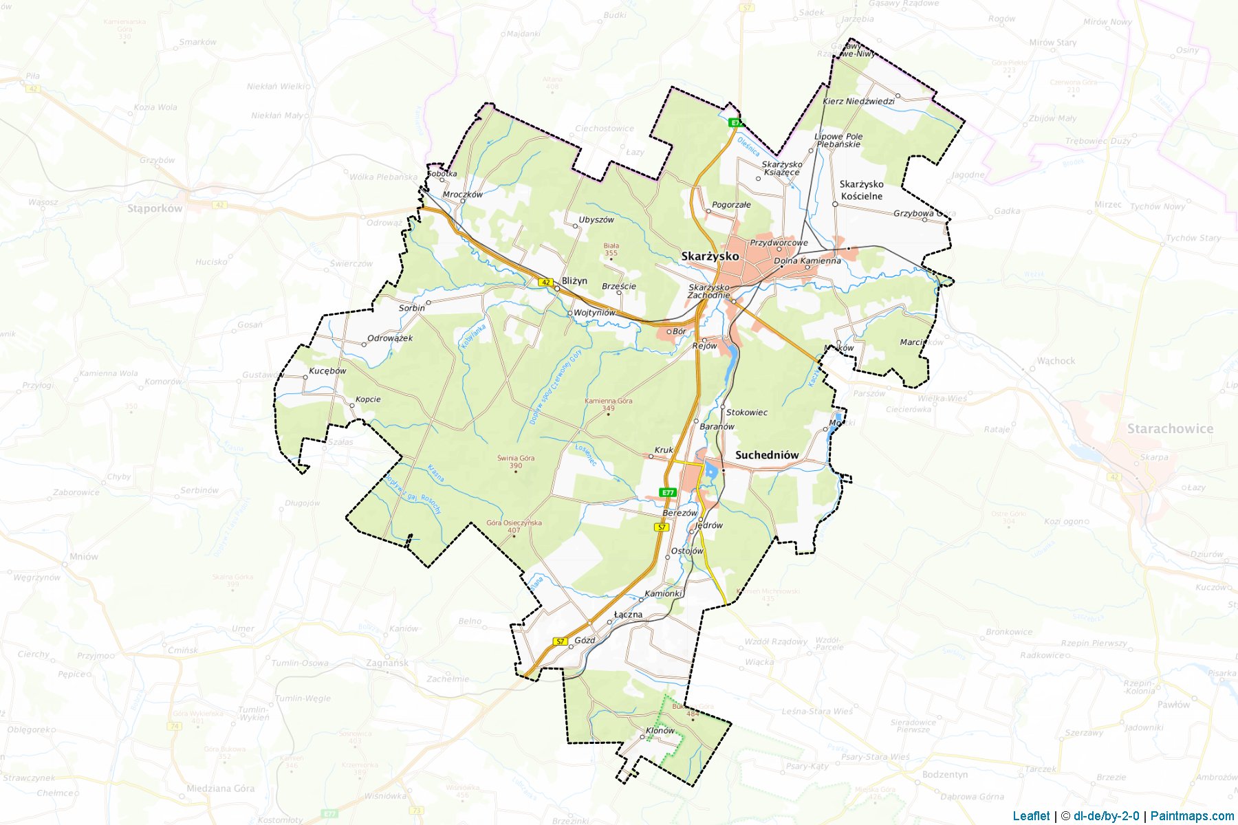 Muestras de recorte de mapas Skarżyski (Świętokrzyskie)-1