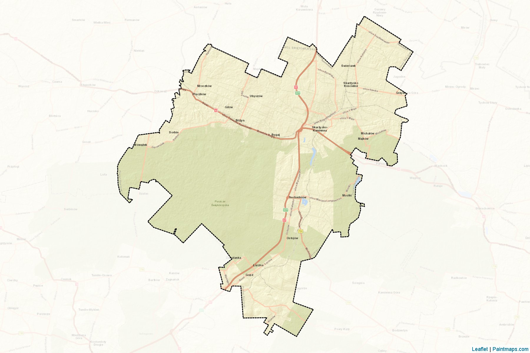 Skarżysko County (Świętokrzyskie Voivodship) Map Cropping Samples-2