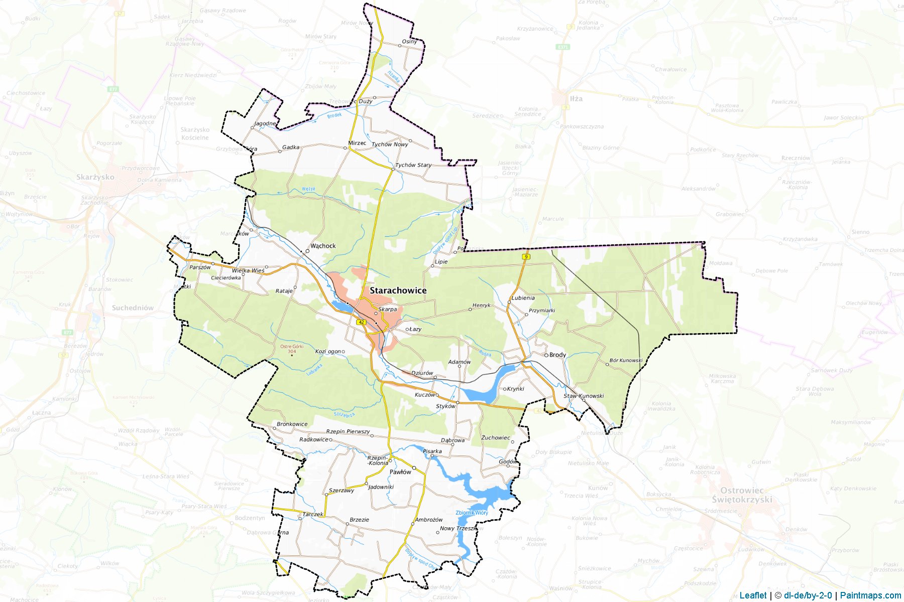 Starachowice (Świętokrzyskie Voivodship) Map Cropping Samples-1