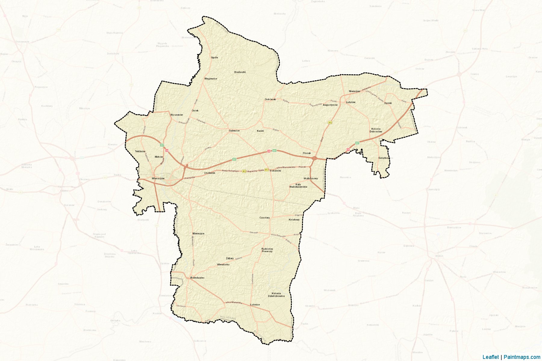 Muestras de recorte de mapas Wieruszowski (Łódzkie)-2