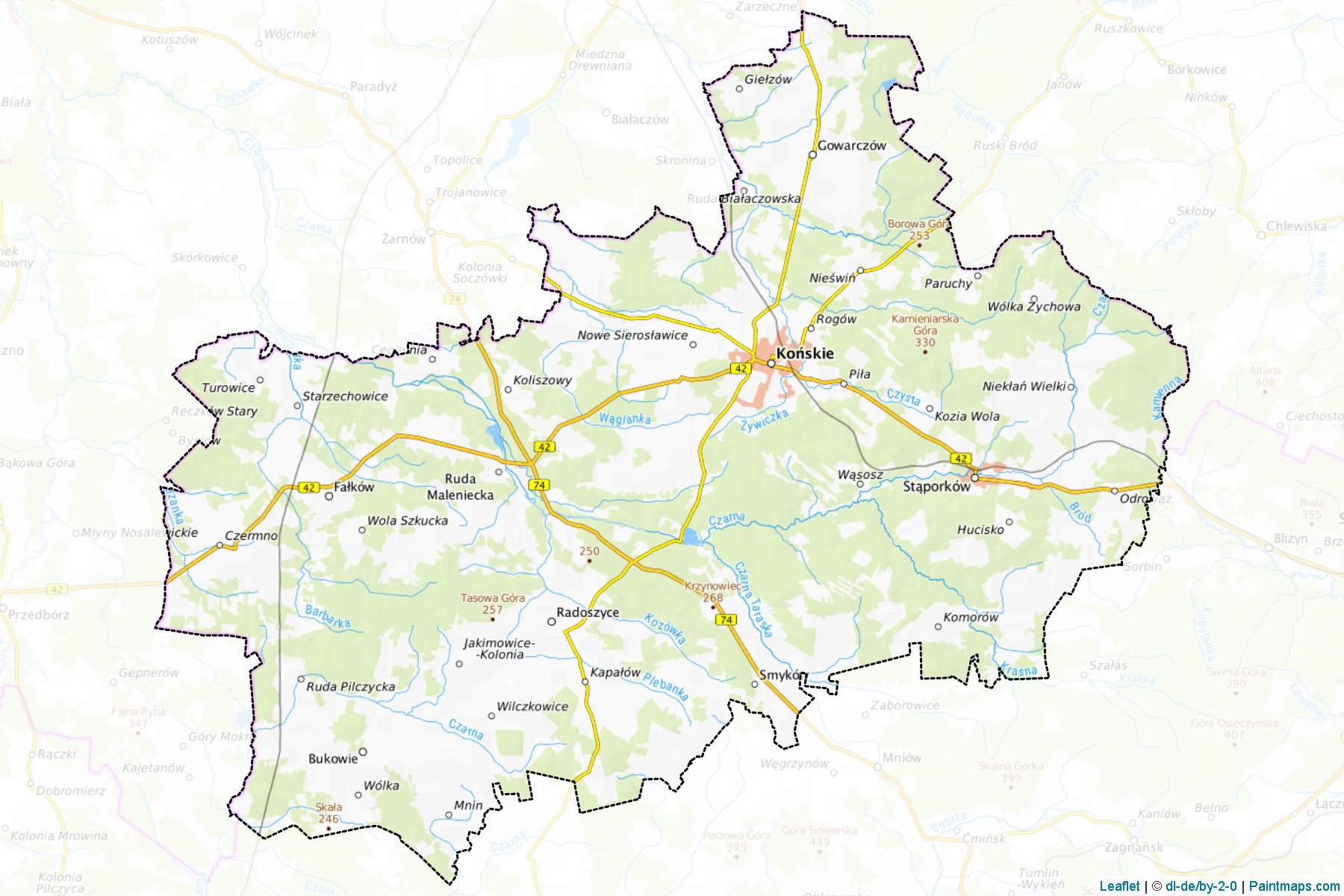 Muestras de recorte de mapas Konecki (Świętokrzyskie)-1