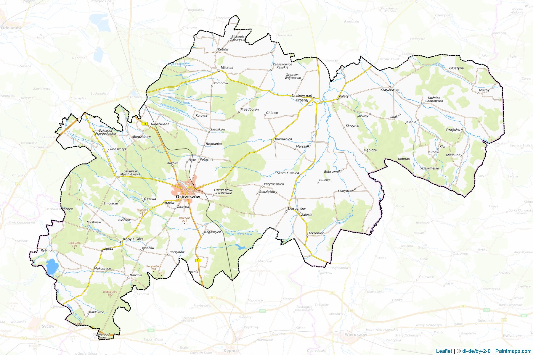 Muestras de recorte de mapas Ostrzeszowski (Wielkopolskie)-1