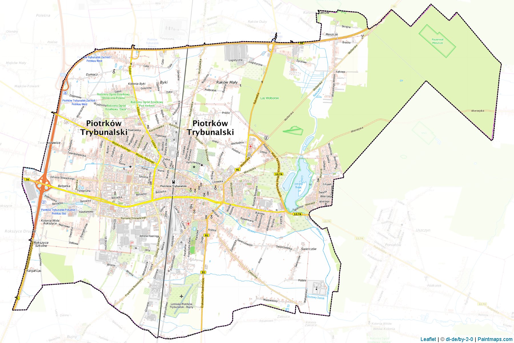 Muestras de recorte de mapas Piotrków Trybunalski (Łódzkie)-1