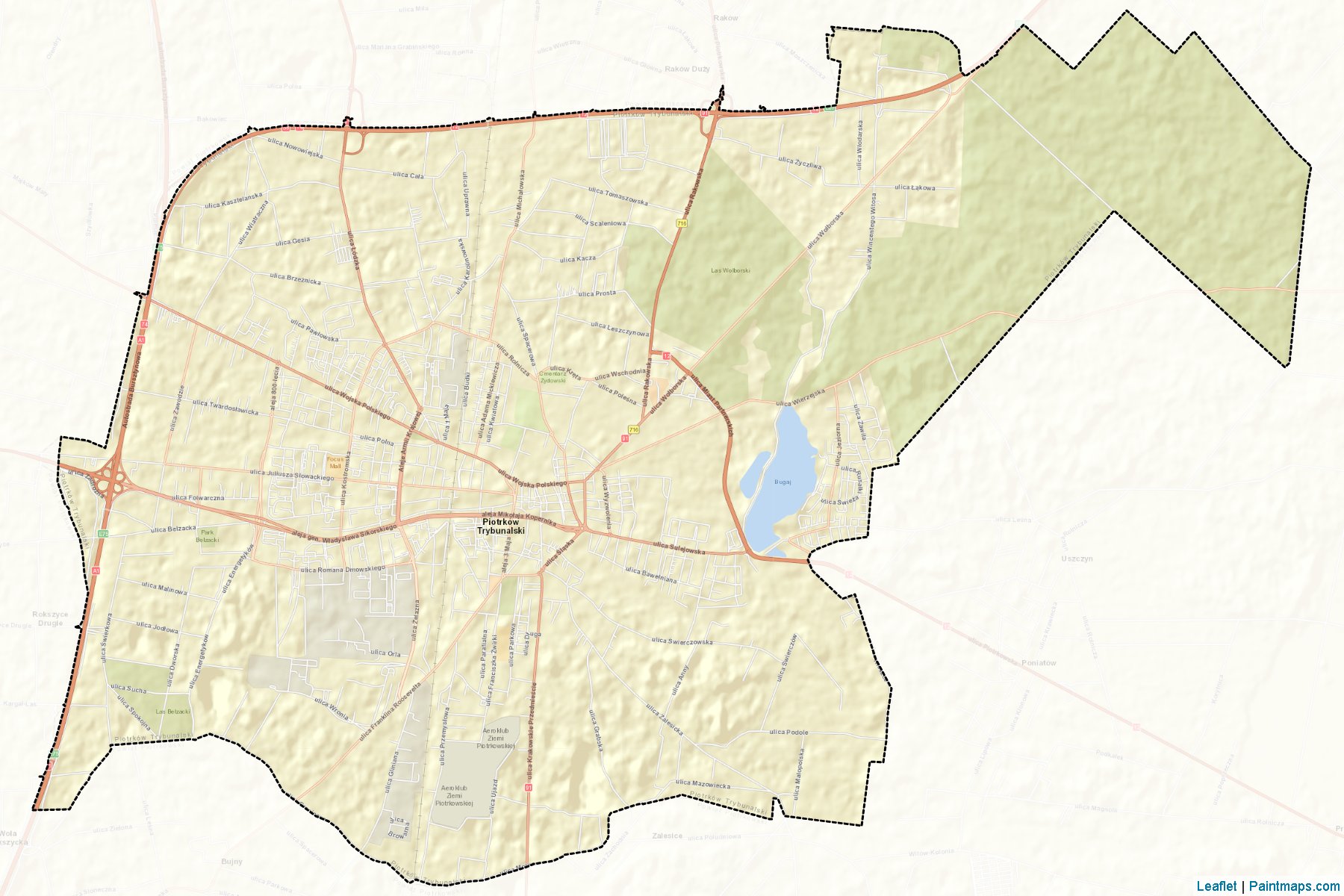 Muestras de recorte de mapas Piotrków Trybunalski (Łódzkie)-2