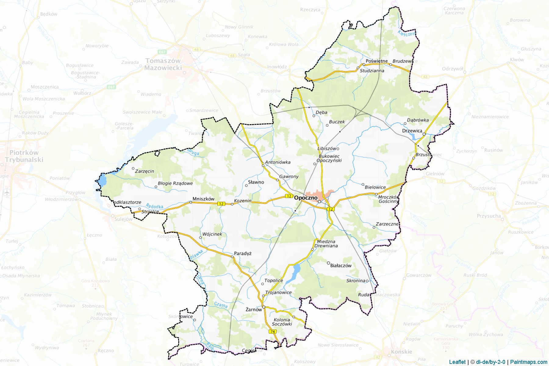 Muestras de recorte de mapas Opoczyński (Łódzkie)-1