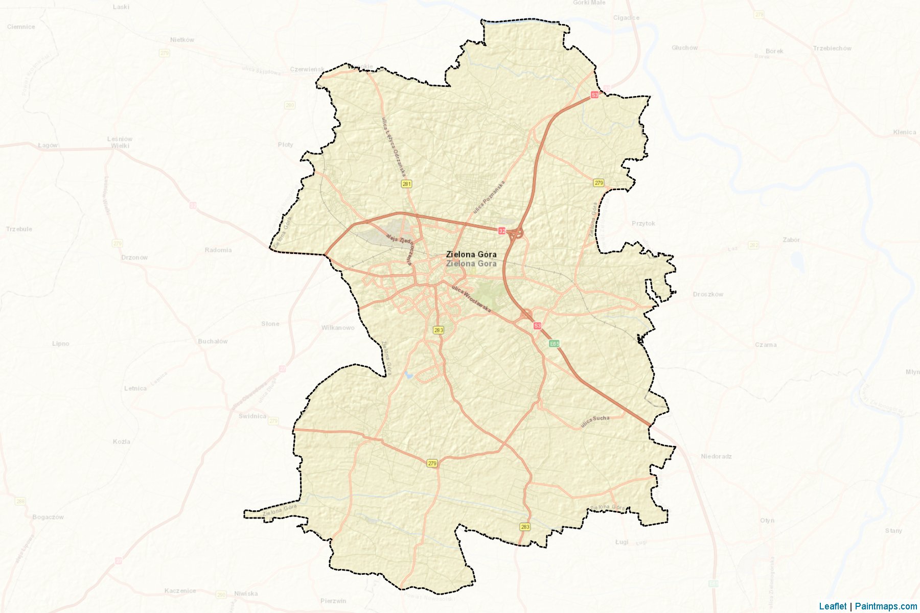 Muestras de recorte de mapas Zielona Góra (Lubuskie)-2