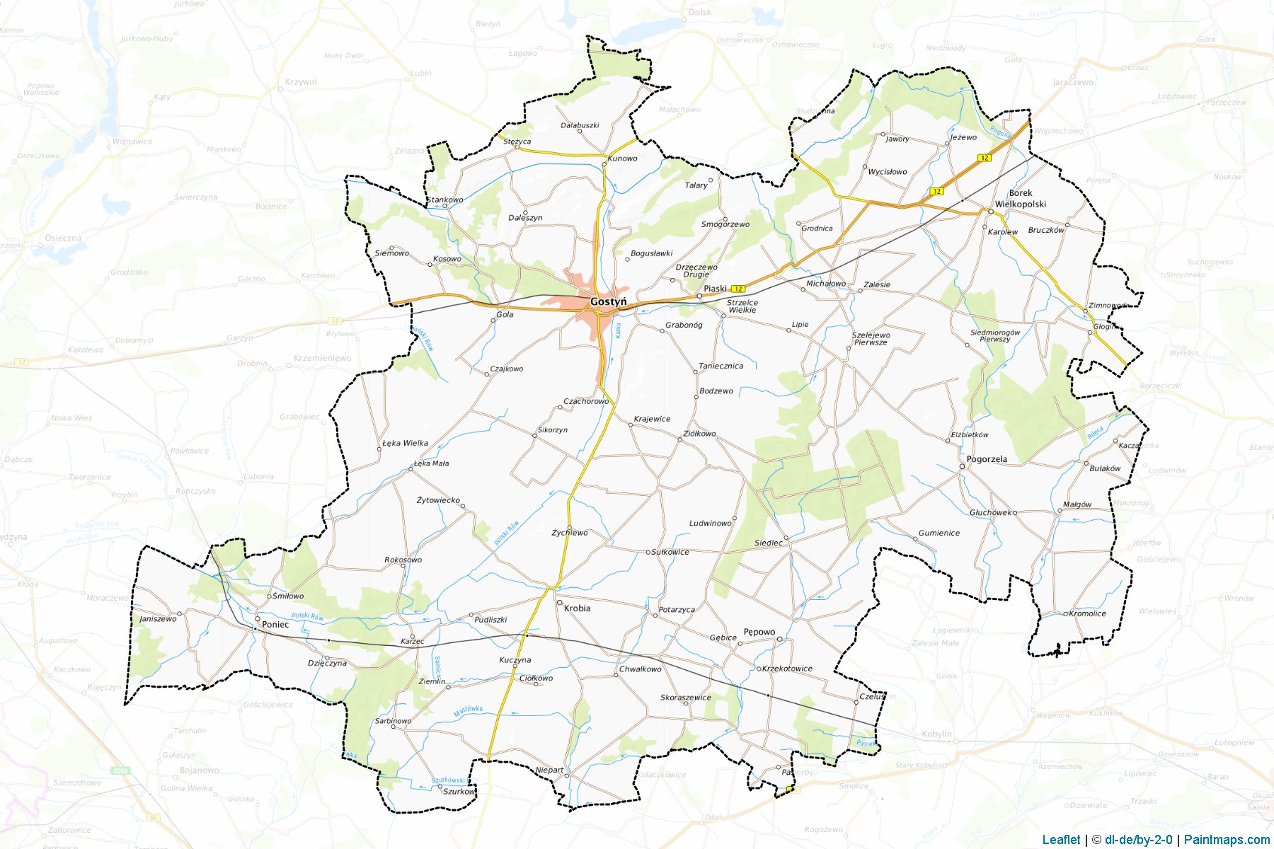 Muestras de recorte de mapas Gostyński (Wielkopolskie)-1