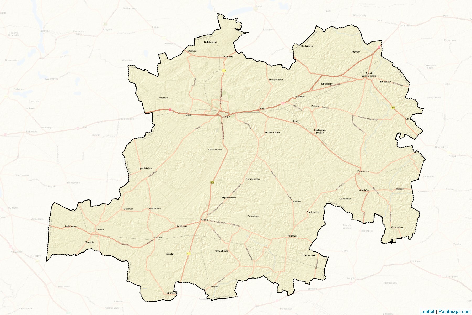 Muestras de recorte de mapas Gostyński (Wielkopolskie)-2