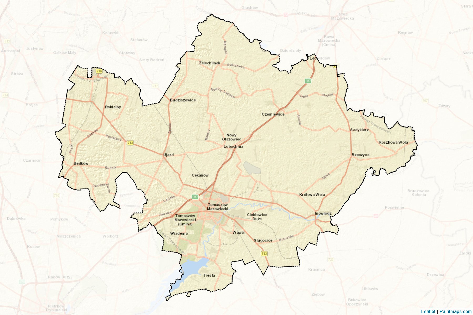 Powiat Tomaszowski (Łódź Voivodeship) Map Cropping Samples-2