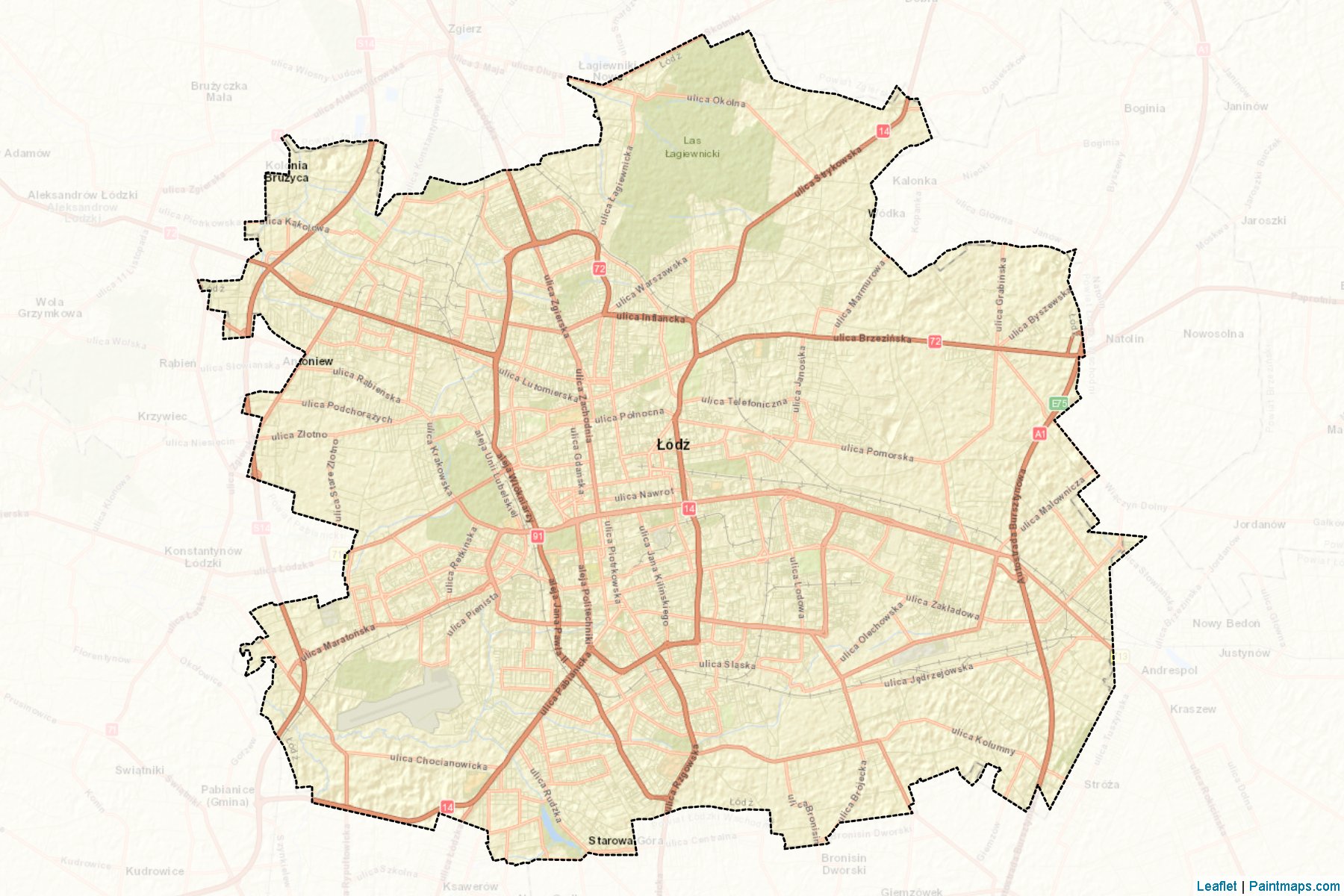 Muestras de recorte de mapas Łódź (Łódzkie)-2