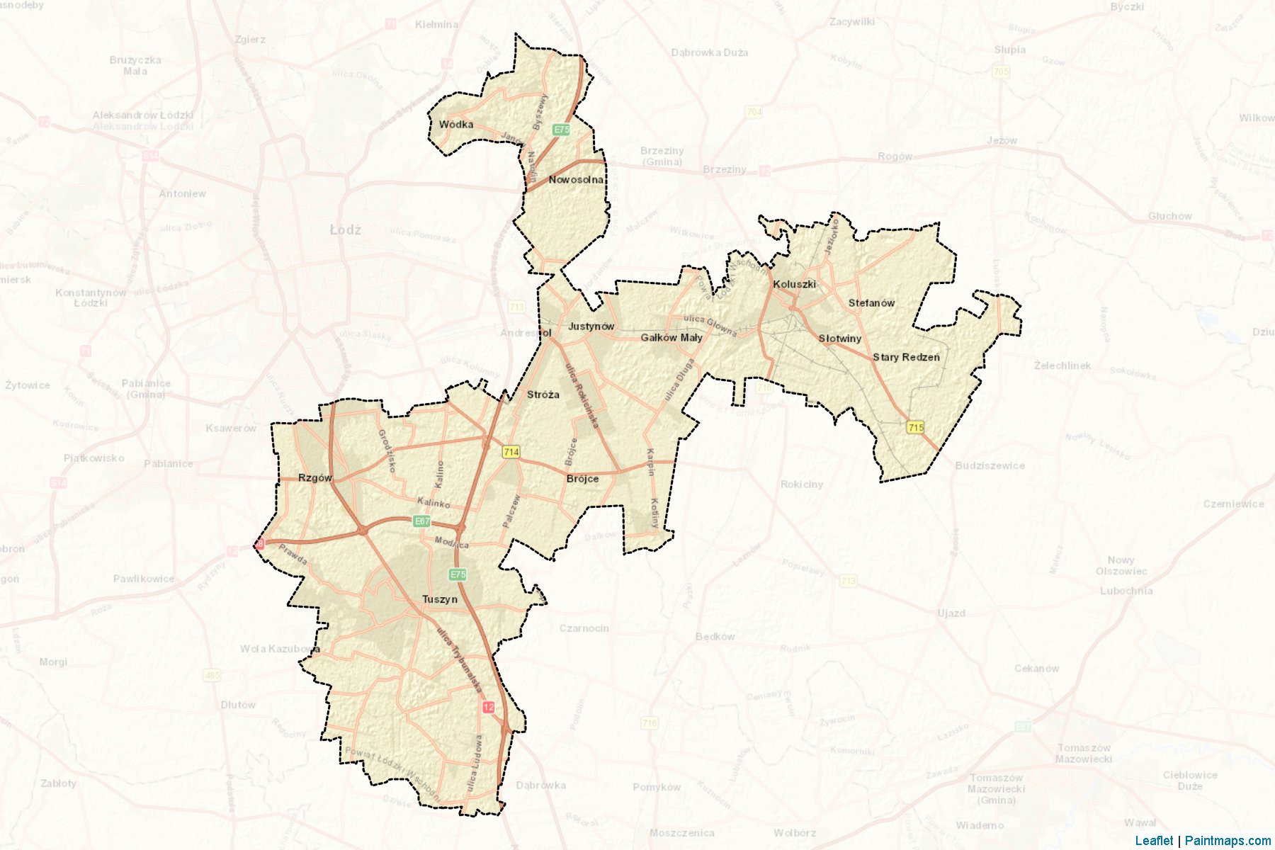 Muestras de recorte de mapas Łódzki Wschodni (Łódzkie)-2