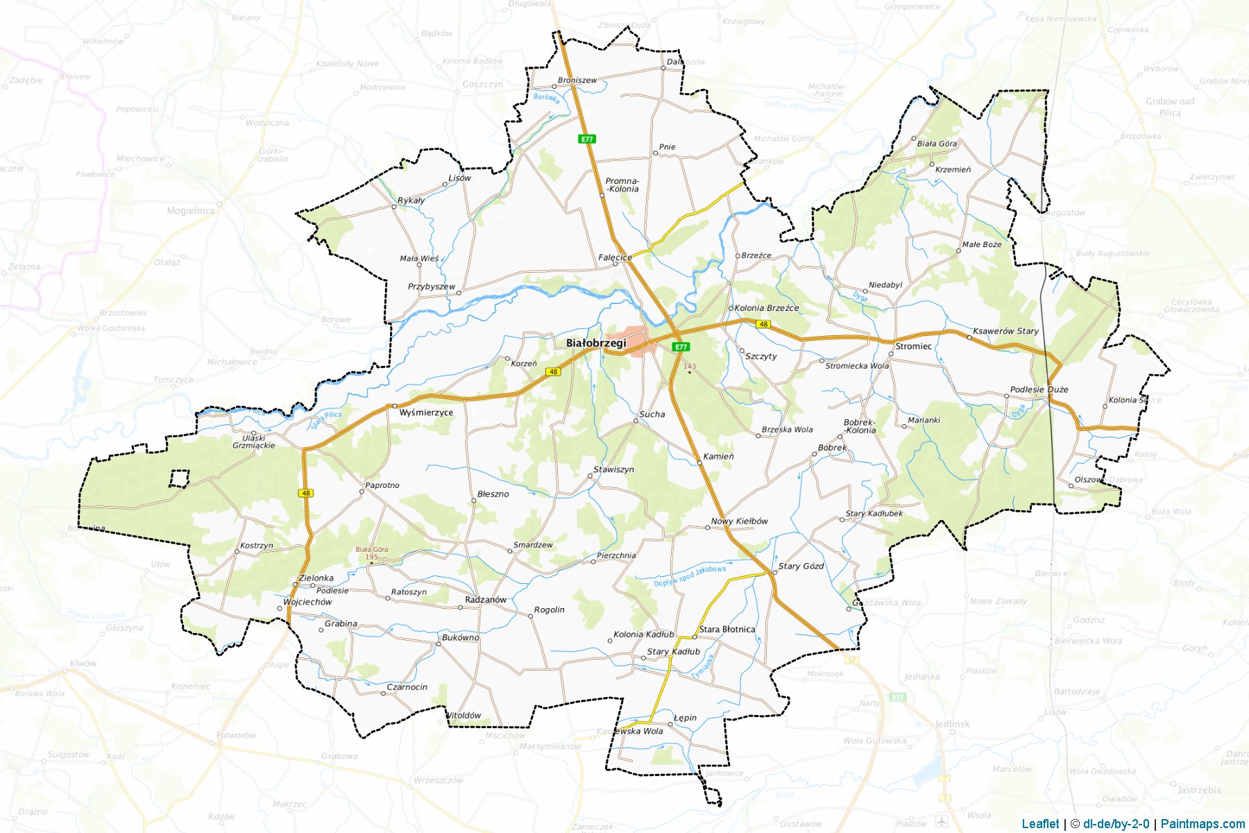 Muestras de recorte de mapas Białobrzeski (Mazowieckie)-1