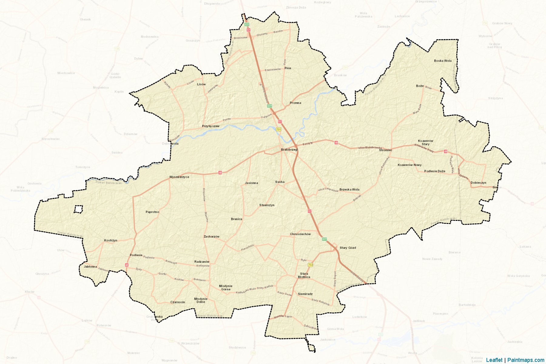 Muestras de recorte de mapas Białobrzeski (Mazowieckie)-2