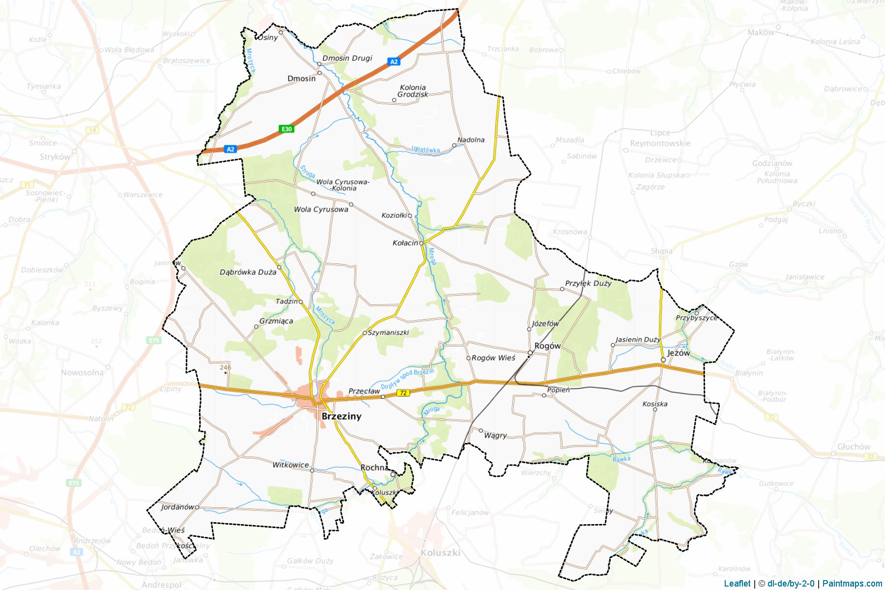 Muestras de recorte de mapas Brzeziński (Łódzkie)-1