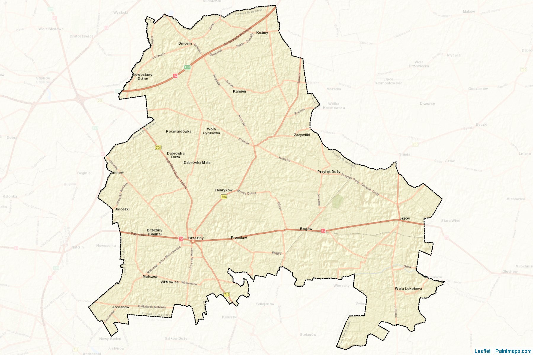 Muestras de recorte de mapas Brzeziński (Łódzkie)-2