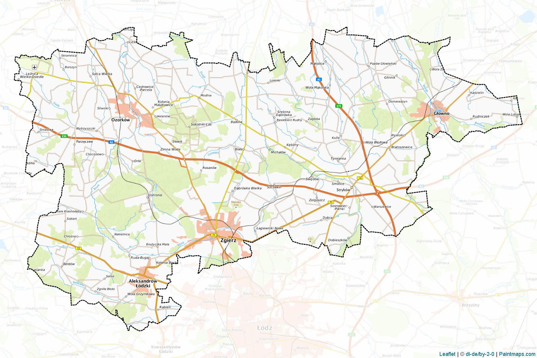 Muestras de recorte de mapas Zgierski (Łódzkie)-1