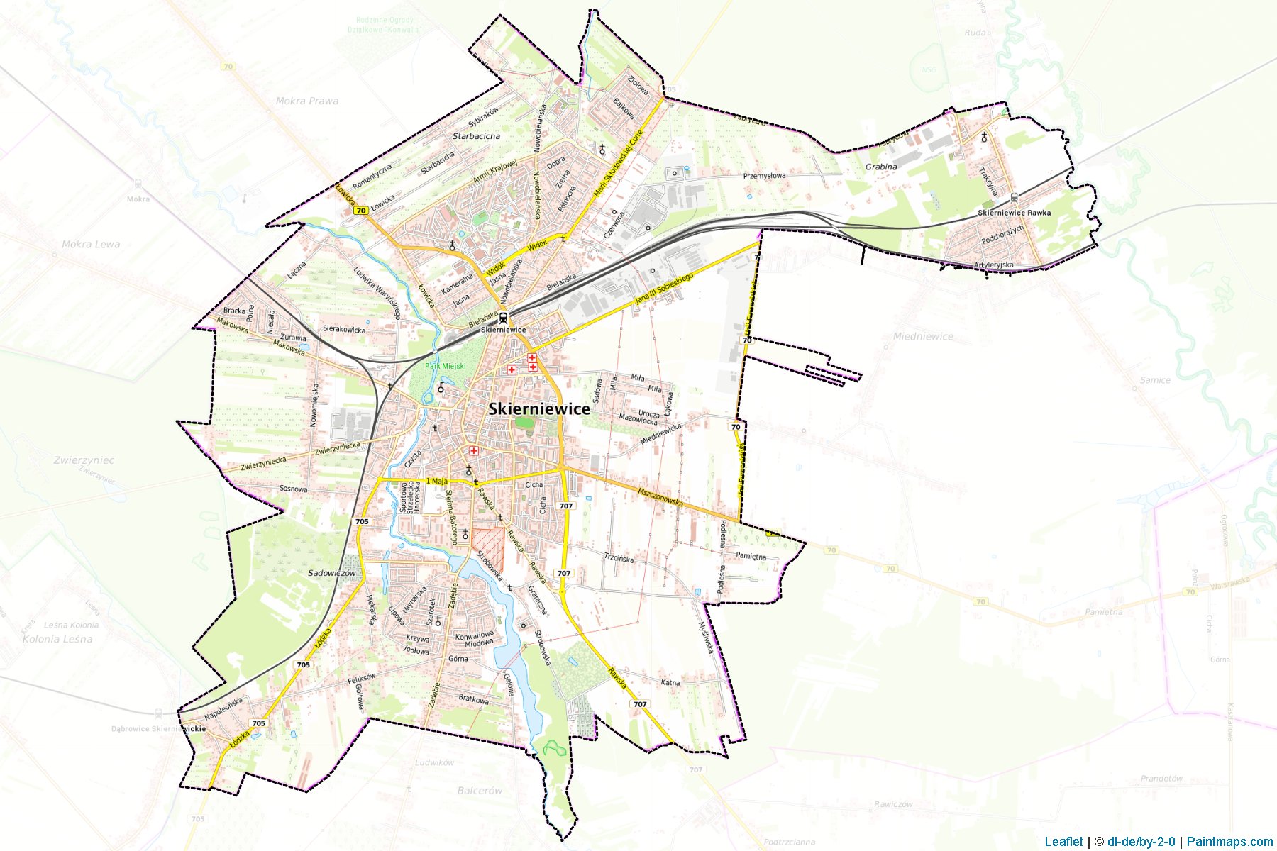 Muestras de recorte de mapas Skierniewice (Łódzkie)-1