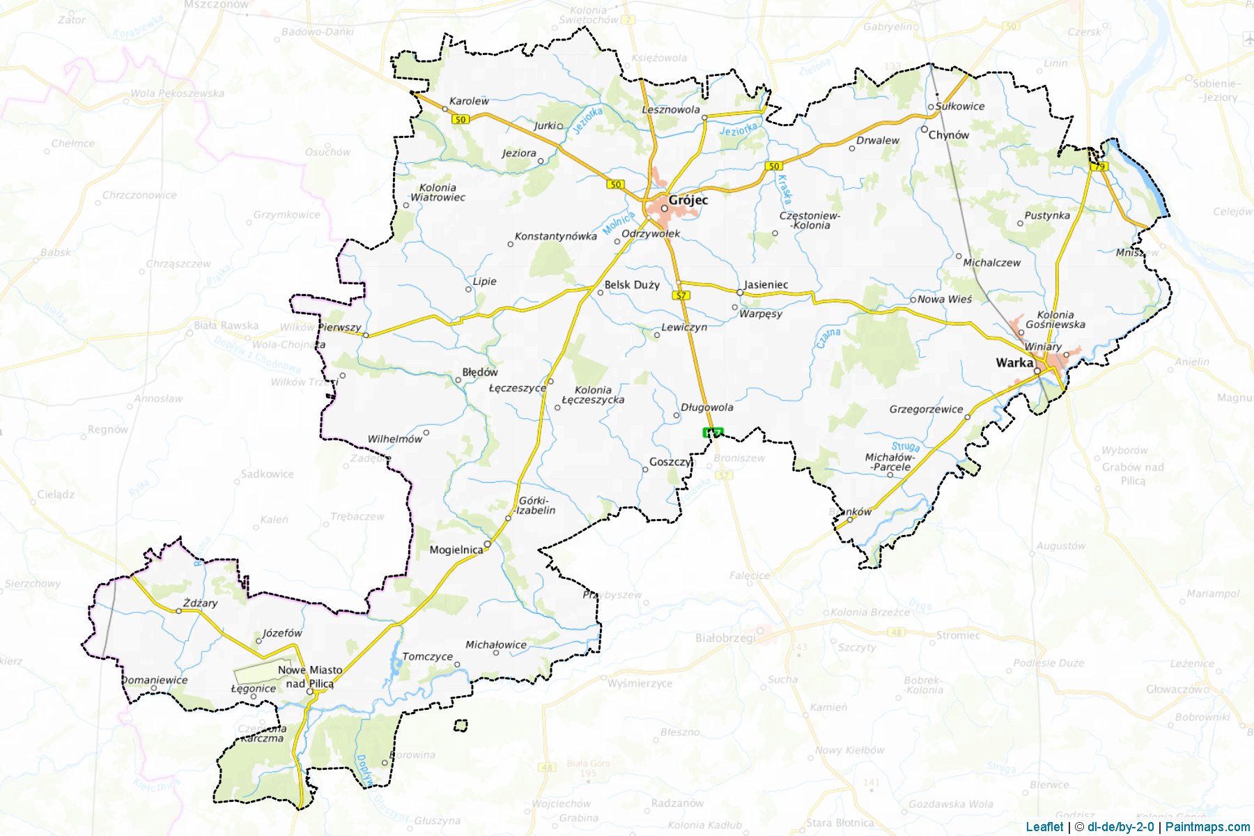 Muestras de recorte de mapas Grójecki (Mazowieckie)-1