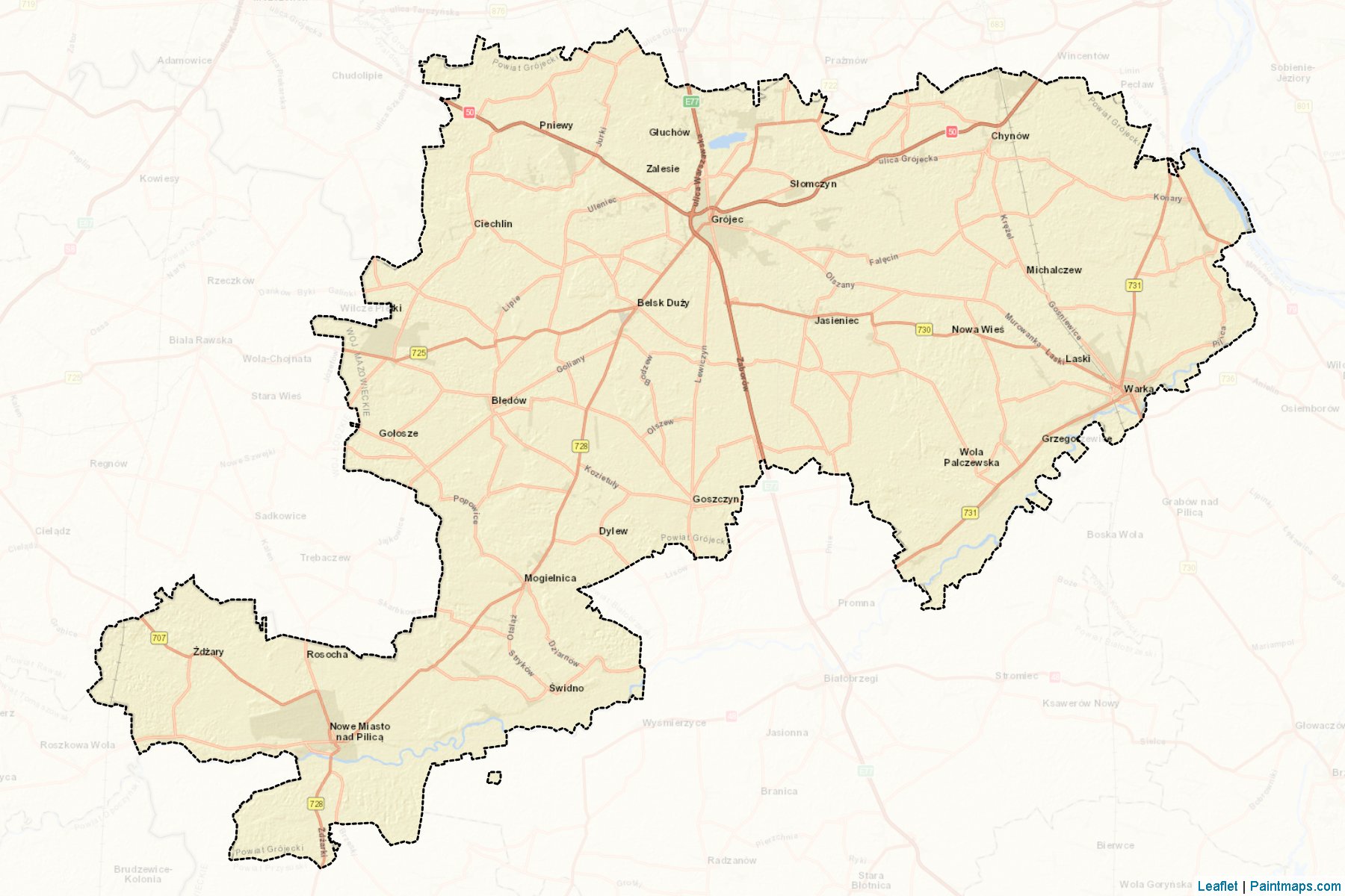 Muestras de recorte de mapas Grójecki (Mazowieckie)-2