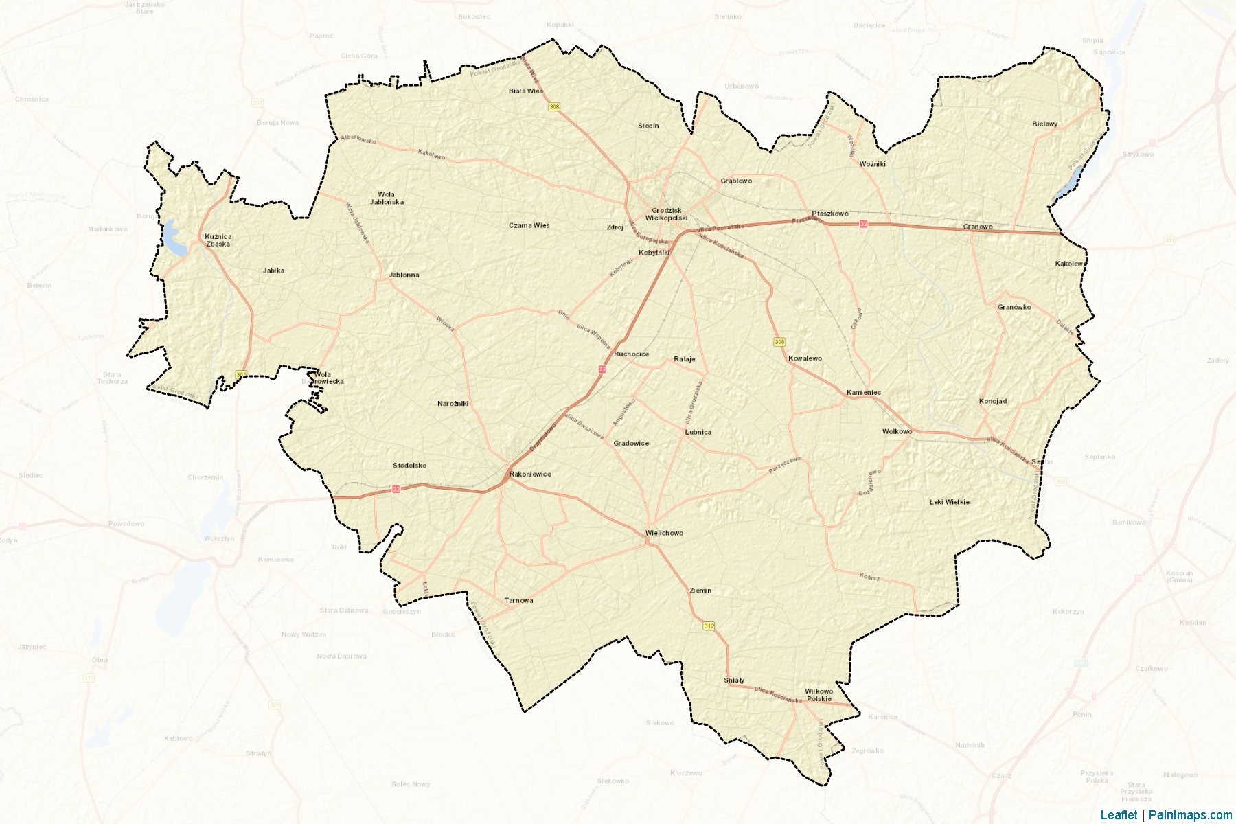 Muestras de recorte de mapas Grodziski (Wielkopolskie)-2