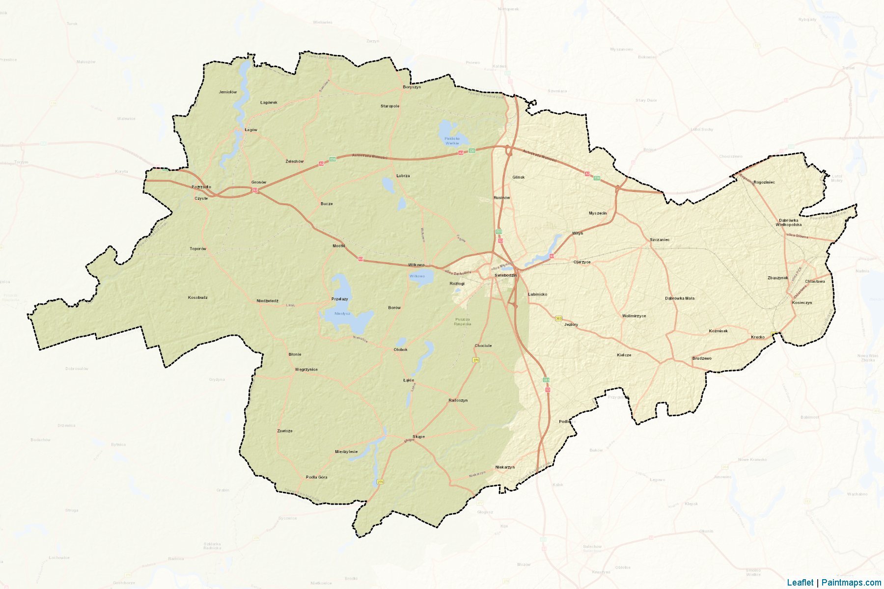 Muestras de recorte de mapas Świebodziński (Lubuskie)-2