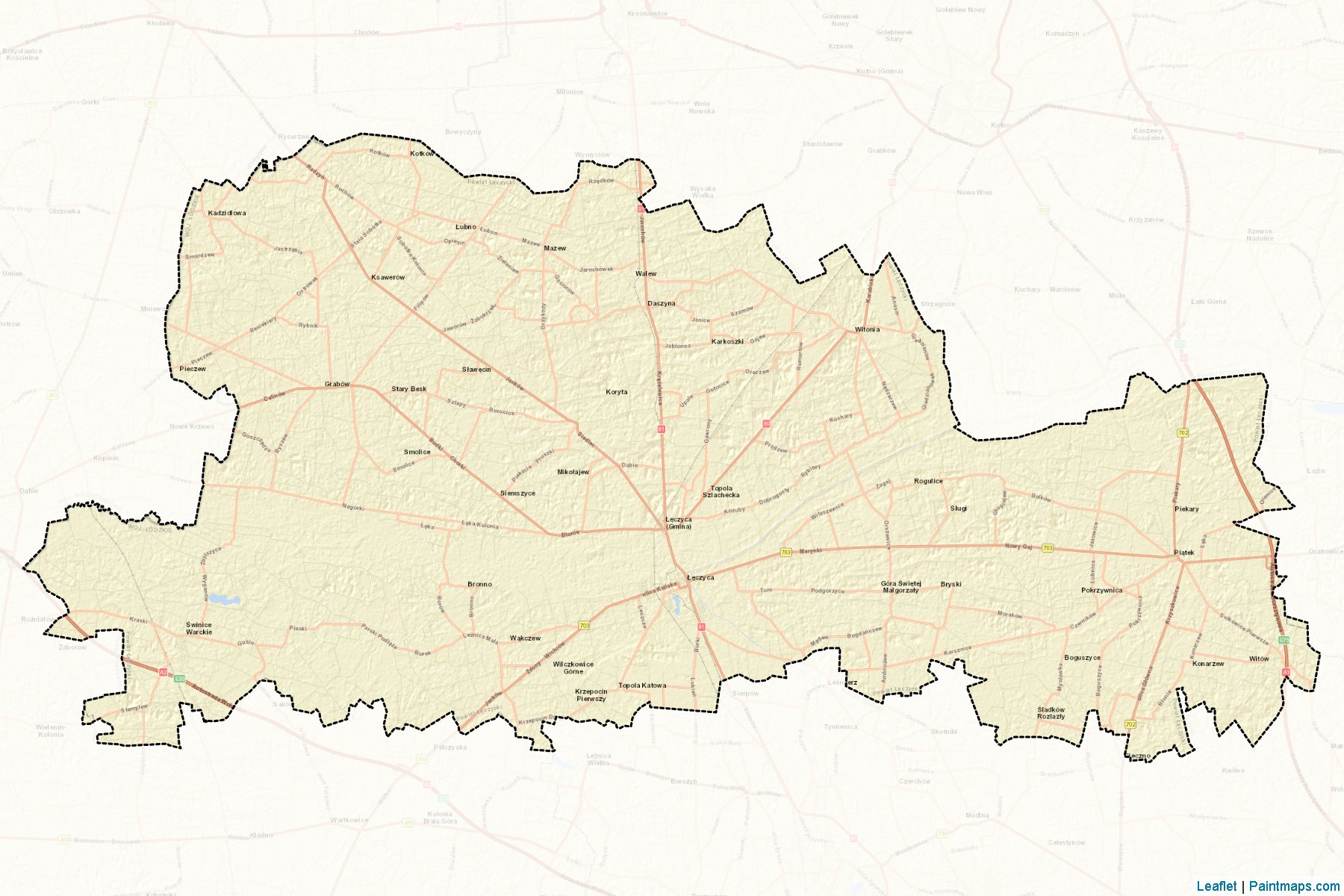 Łęczycki (Łódź Voivodeship) Map Cropping Samples-2