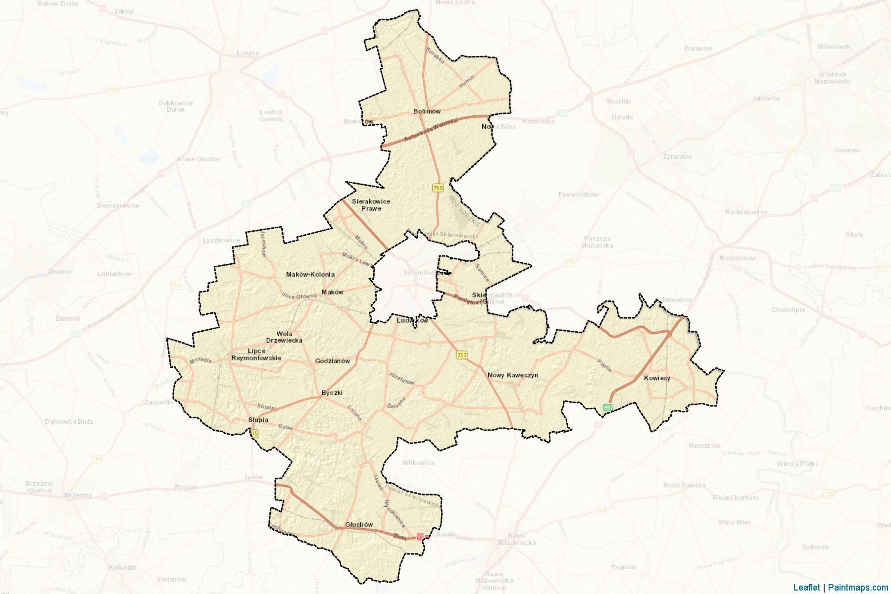 Skierniewice County (Łódź Voivodeship) Map Cropping Samples-2