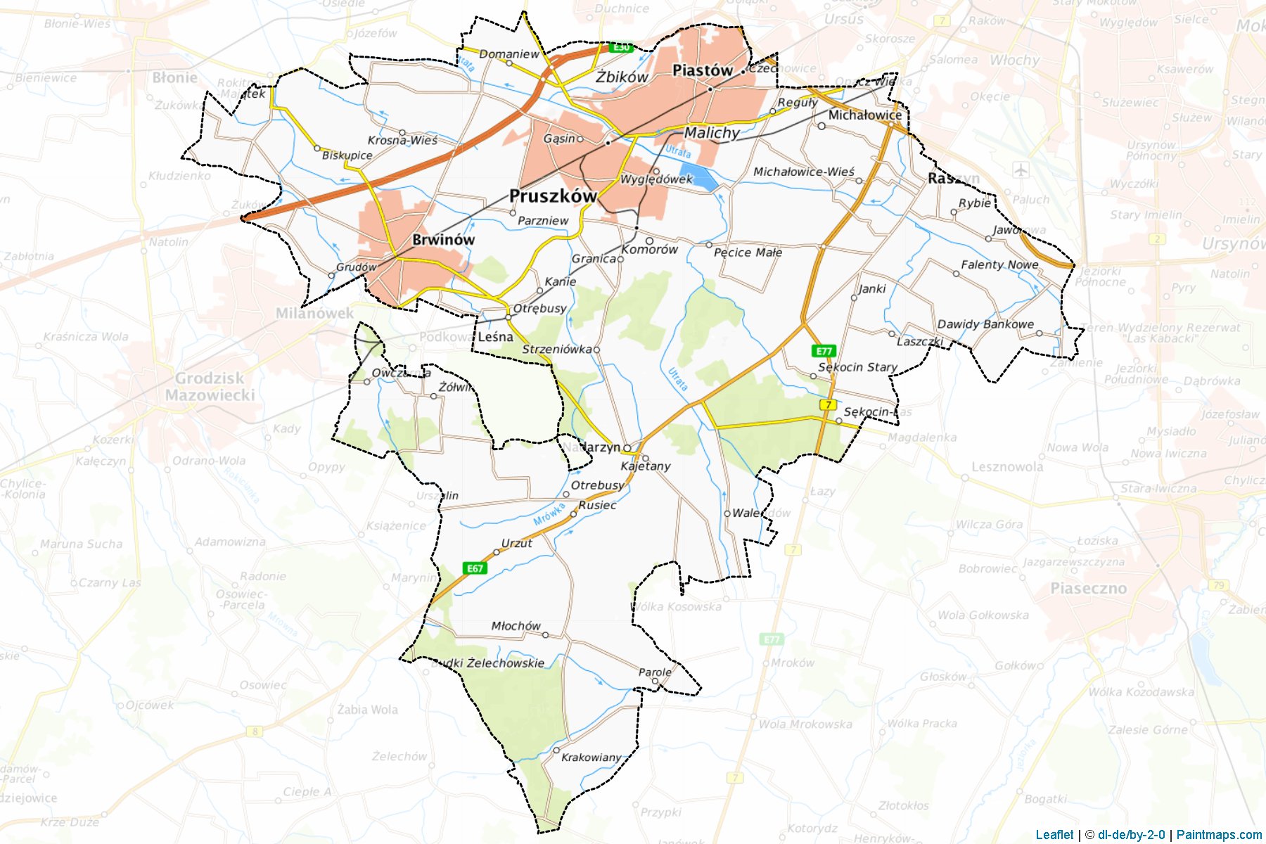 Muestras de recorte de mapas Pruszkowski (Mazowieckie)-1