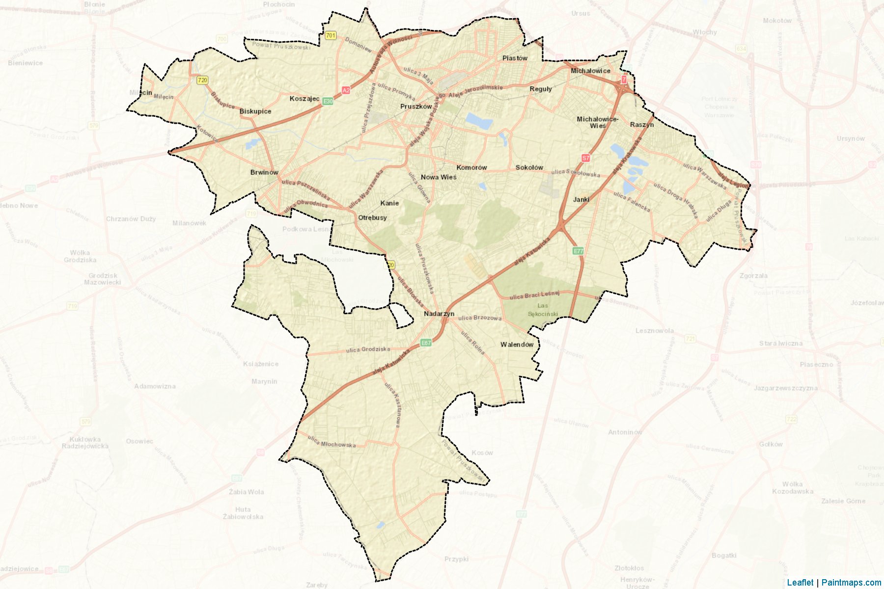 Muestras de recorte de mapas Pruszkowski (Mazowieckie)-2