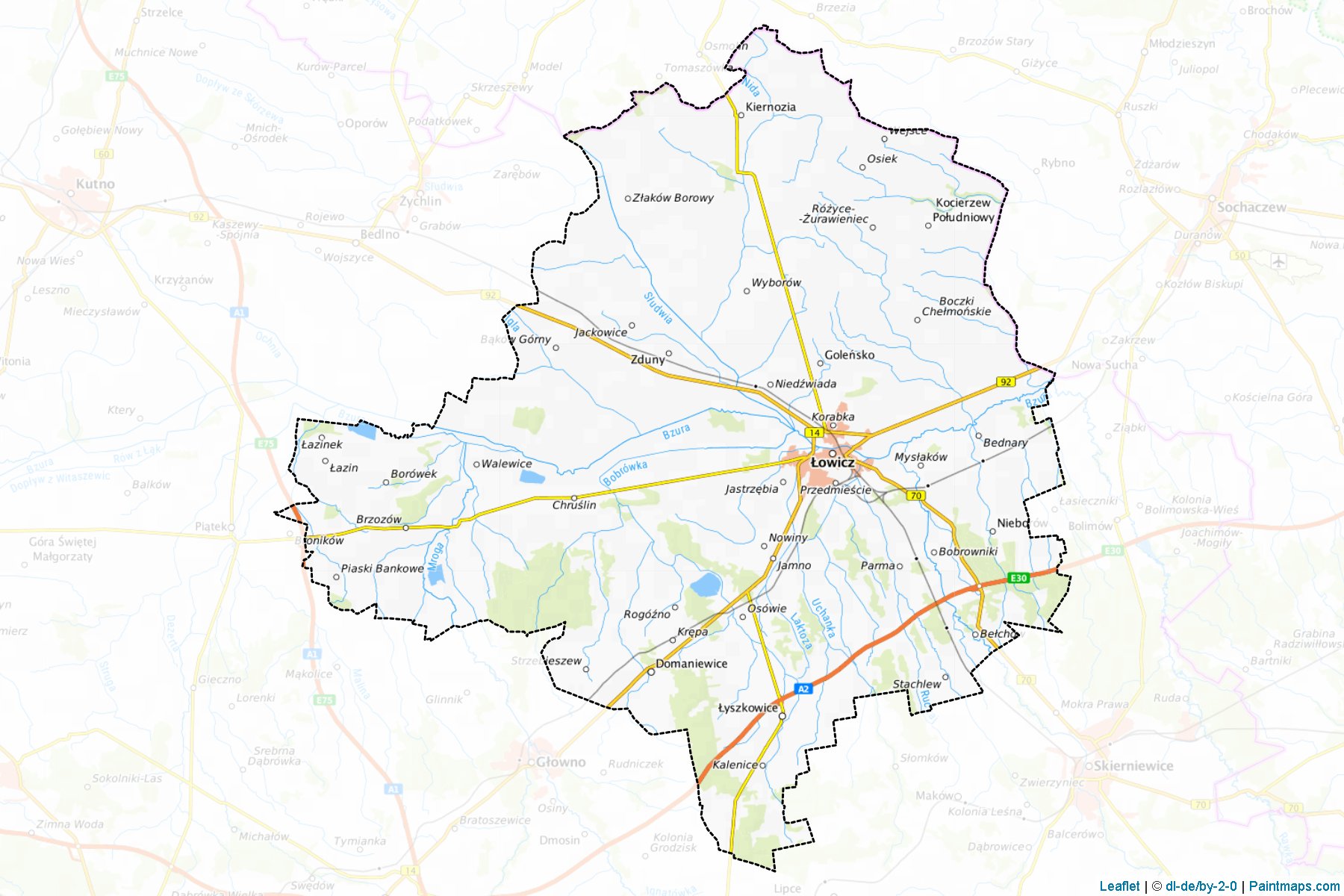 Muestras de recorte de mapas Łowicki (Łódzkie)-1