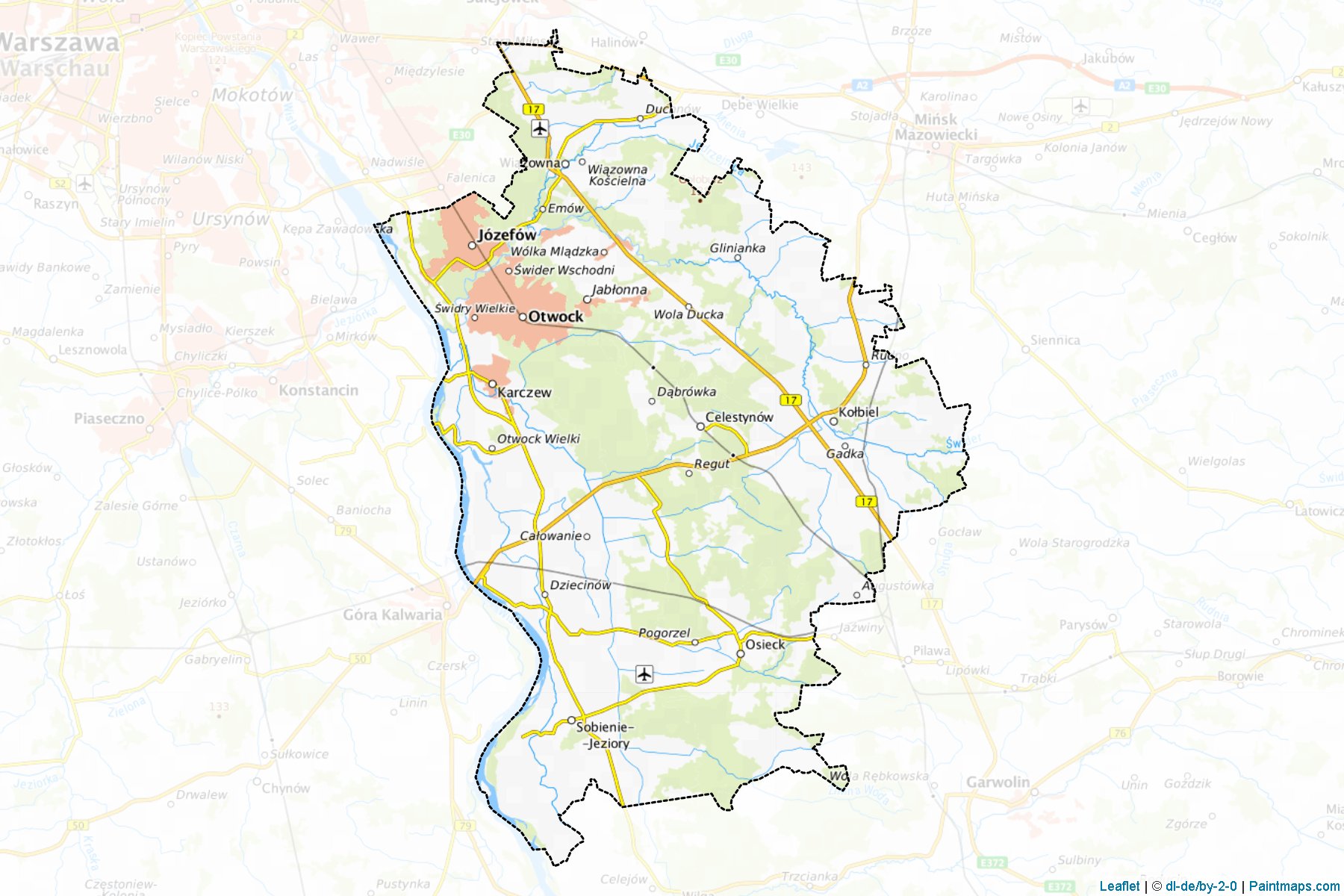 Muestras de recorte de mapas Otwocki (Mazowieckie)-1