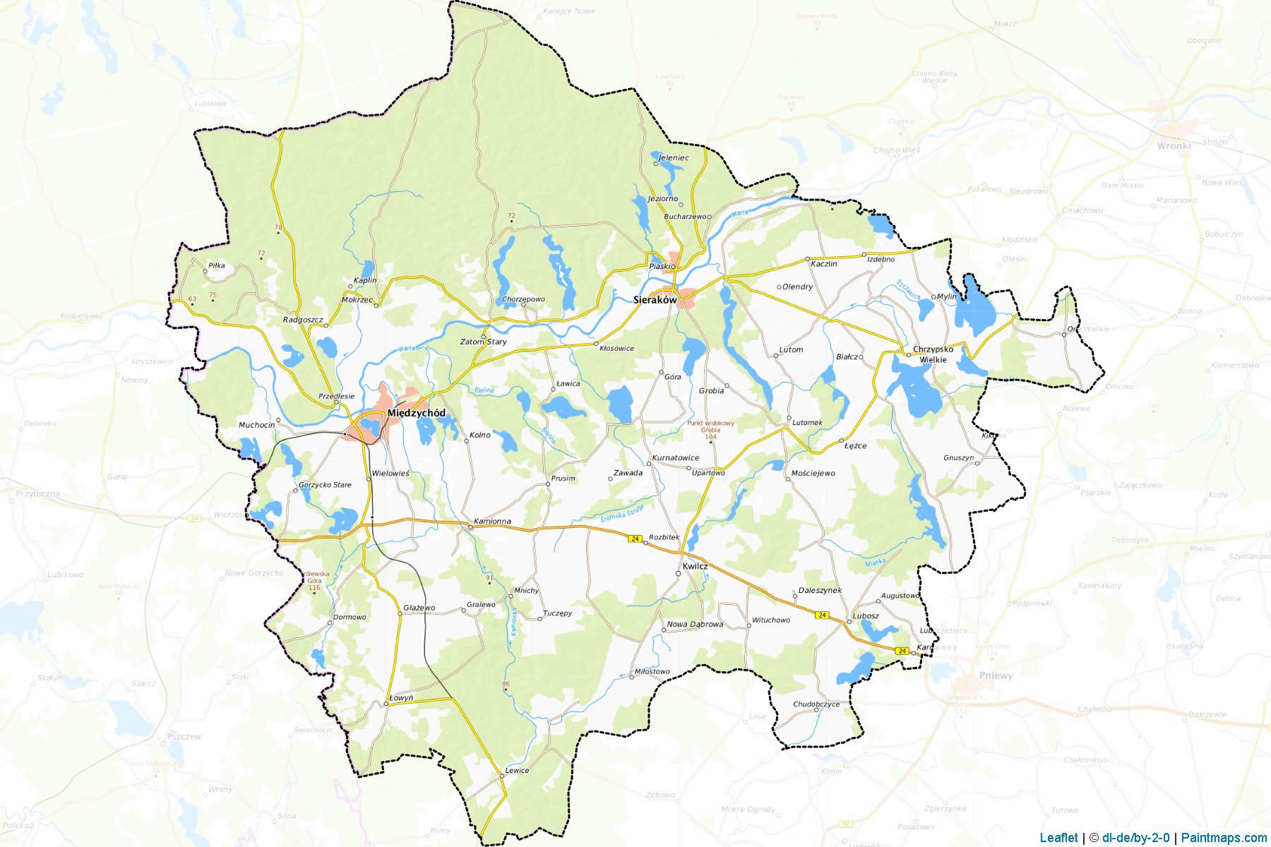 Muestras de recorte de mapas Międzychodzki (Wielkopolskie)-1