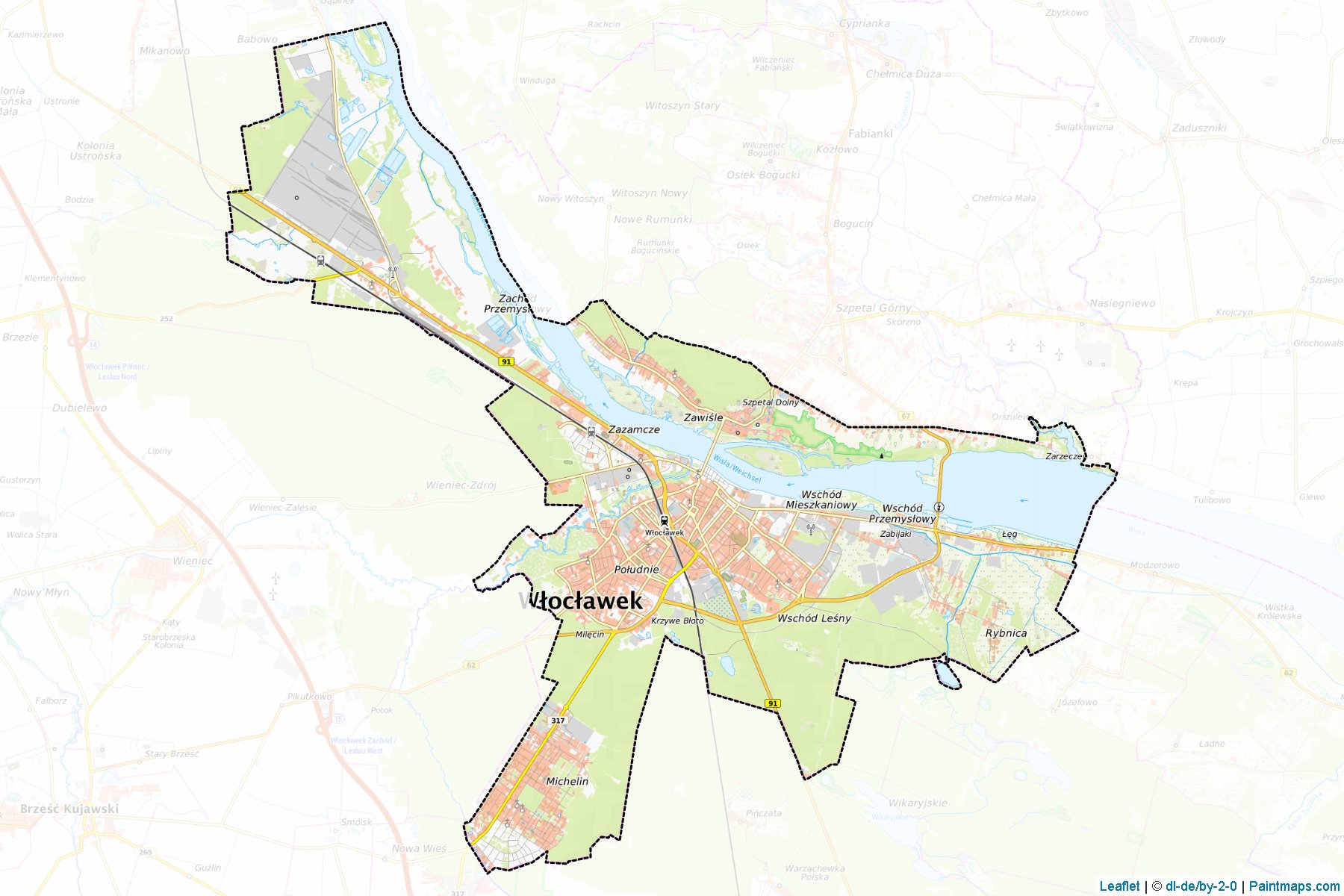 Włocławek (Kujawsko-pomorskie) Map Cropping Samples-1