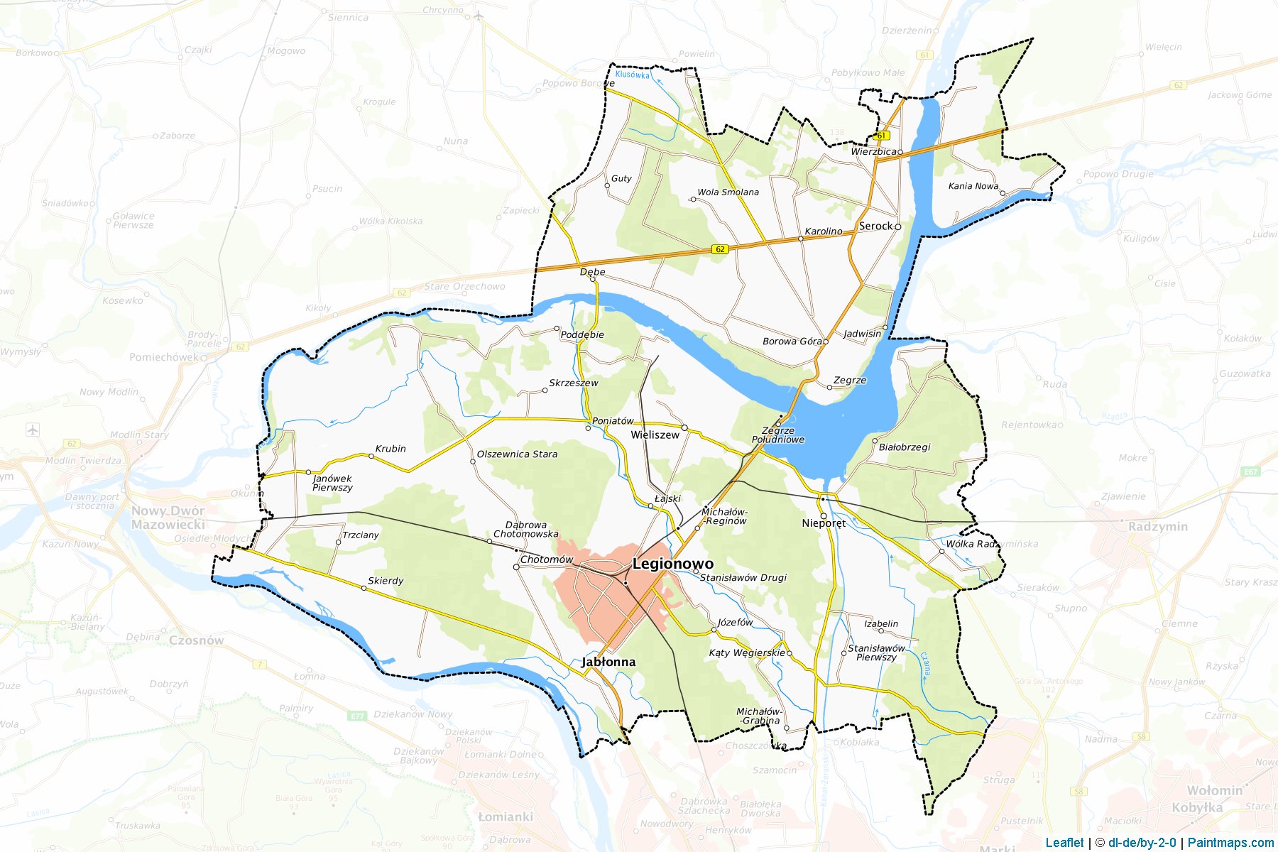 Muestras de recorte de mapas Legionowski (Mazowieckie)-1