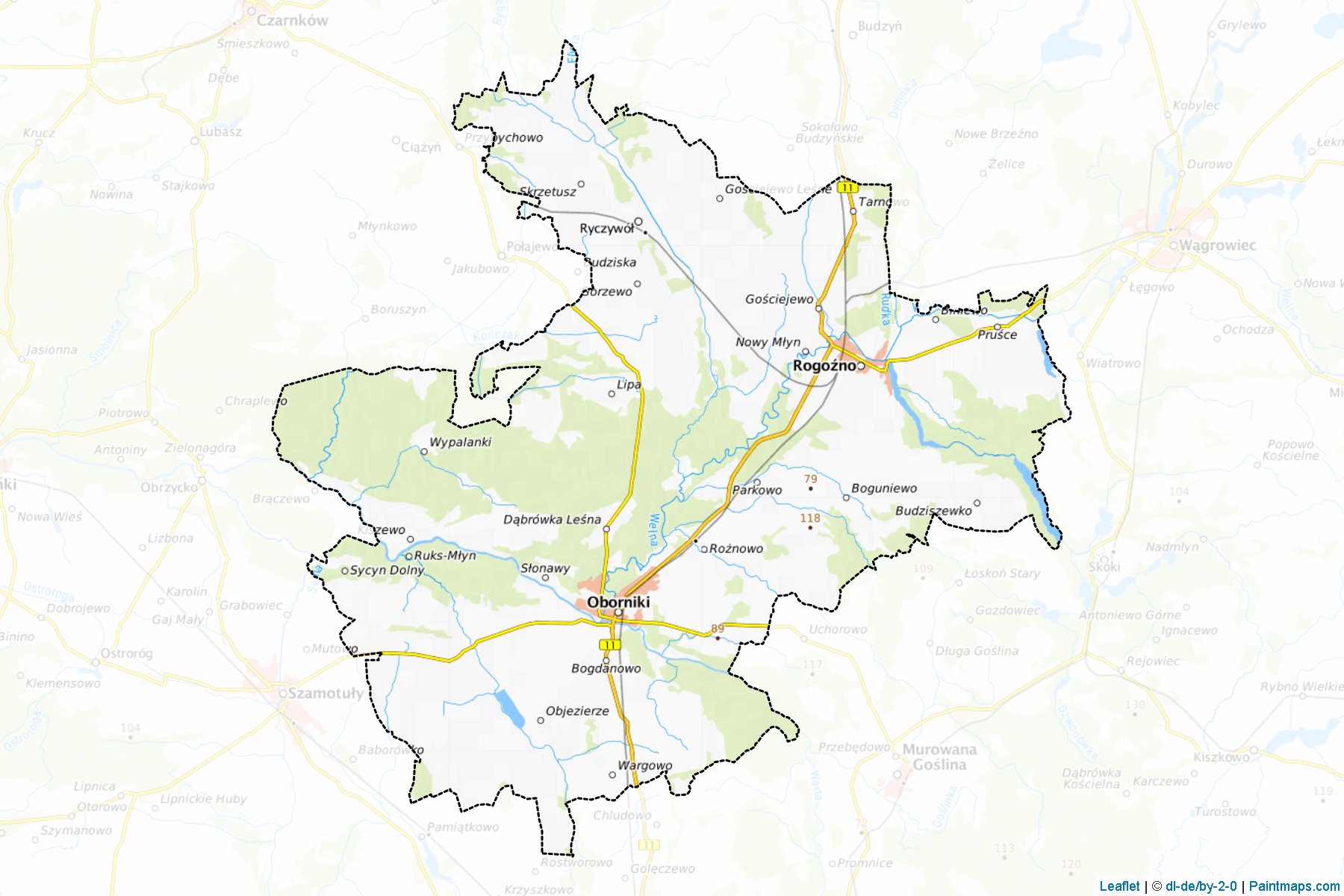 Muestras de recorte de mapas Obornicki (Wielkopolskie)-1