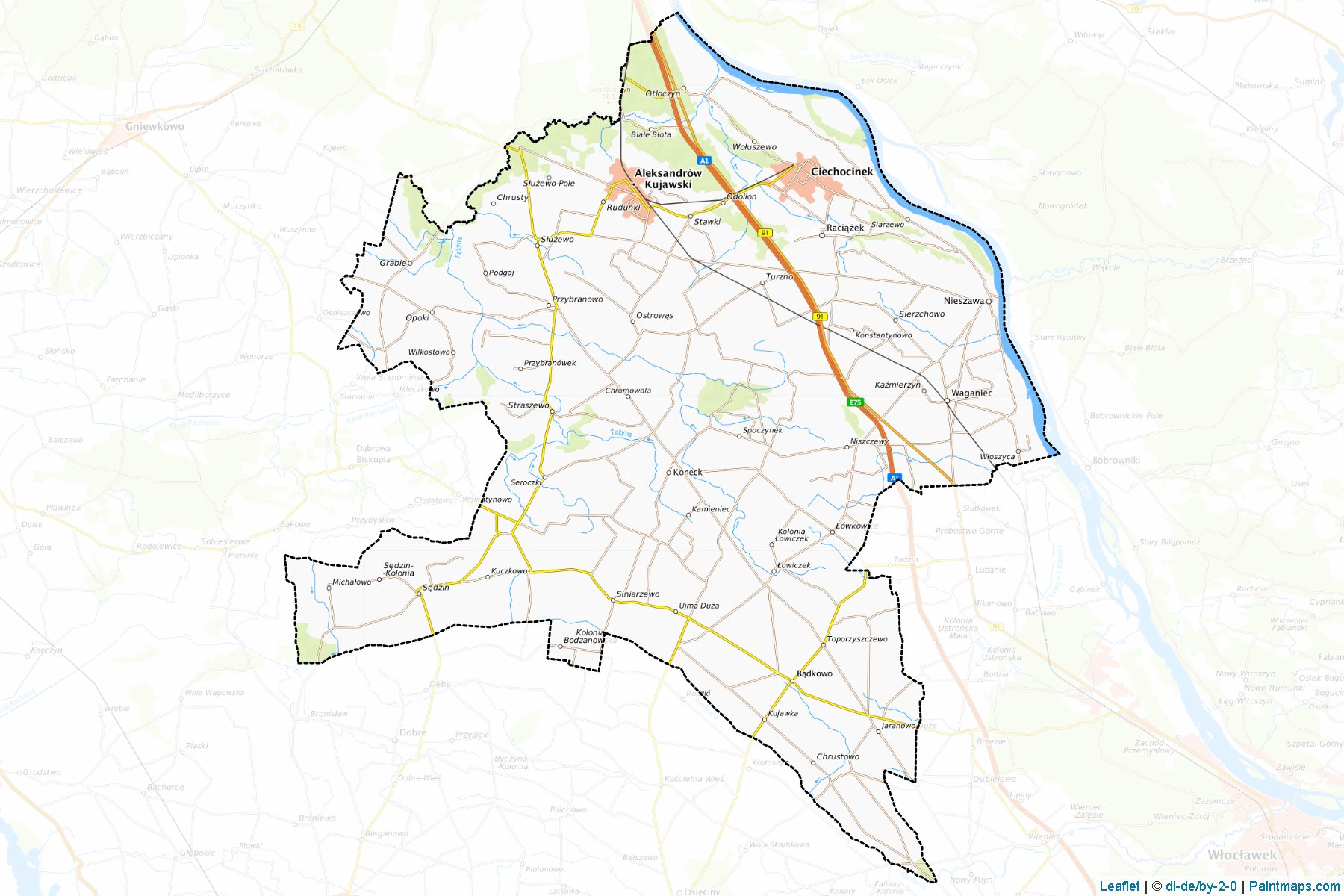 Muestras de recorte de mapas Aleksandrowski (Kujawsko-Pomorskie)-1