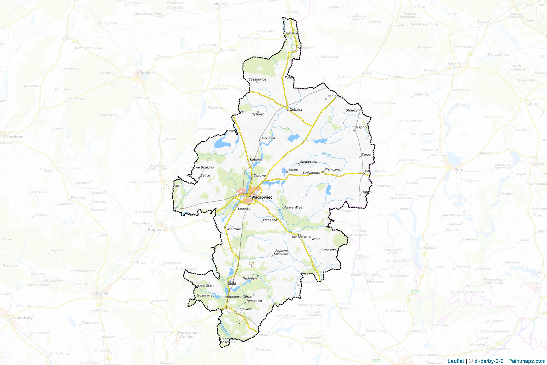 Muestras de recorte de mapas Wągrowiecki (Wielkopolskie)-1