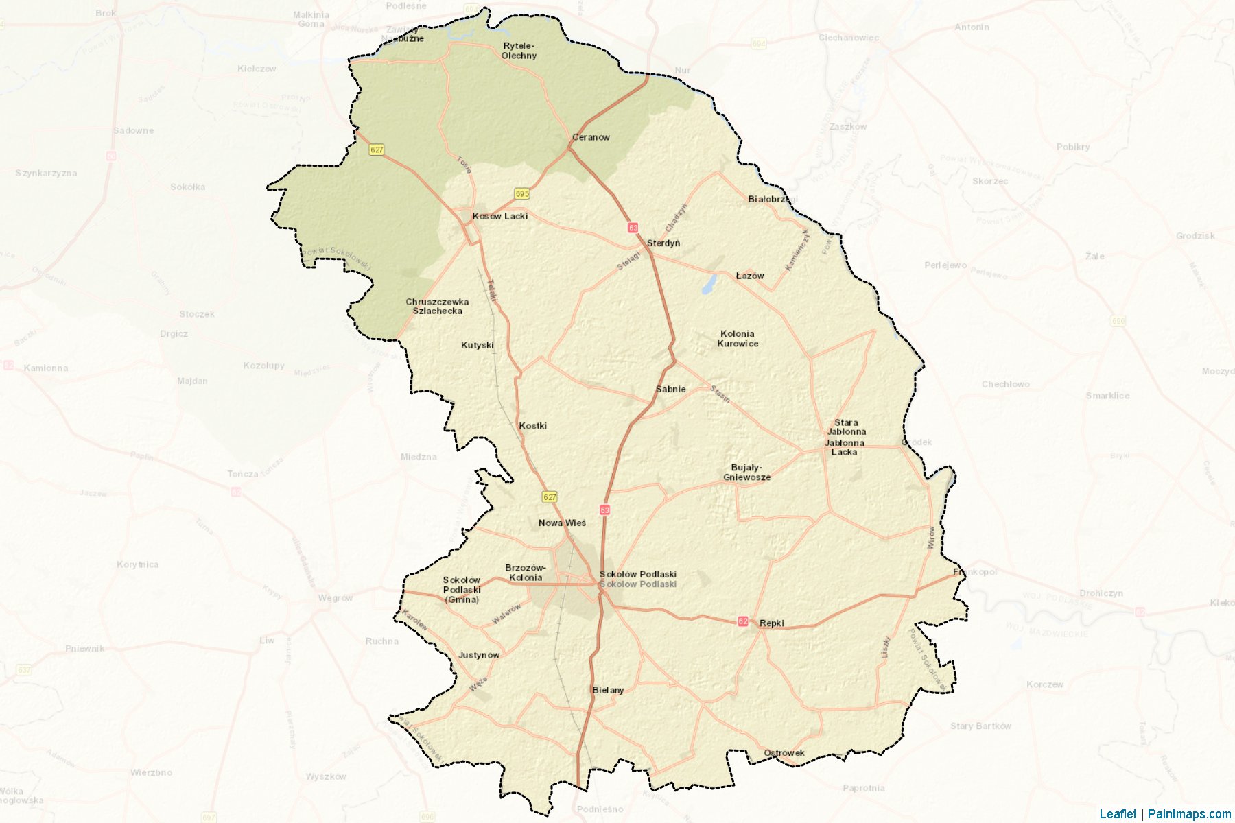 Muestras de recorte de mapas Sokołowski (Mazowieckie)-2